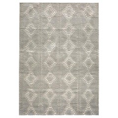 Berber Styled Customizable Honeycomb Weave Rug in Cream or Pewter Large