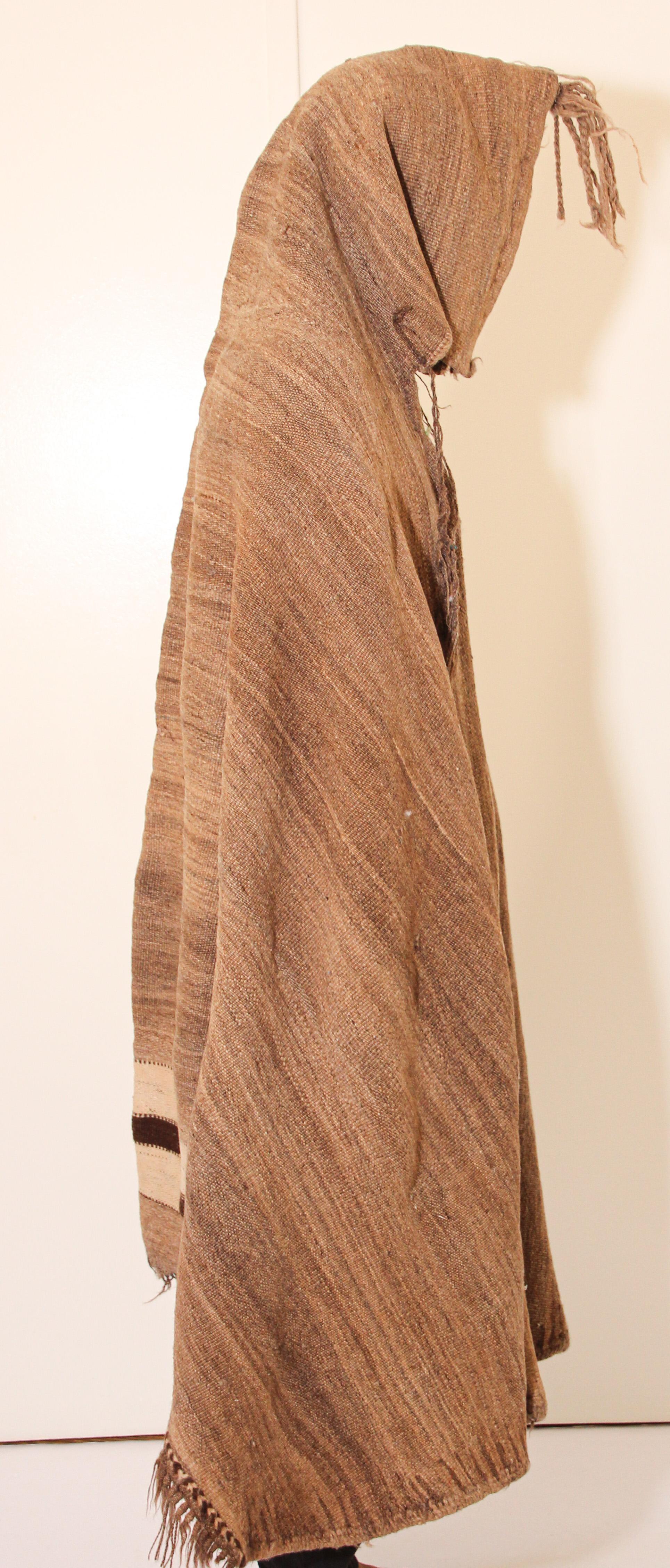 Women's or Men's Berber Tribal North Africa Moroccan Burnous Wool Cape For Sale