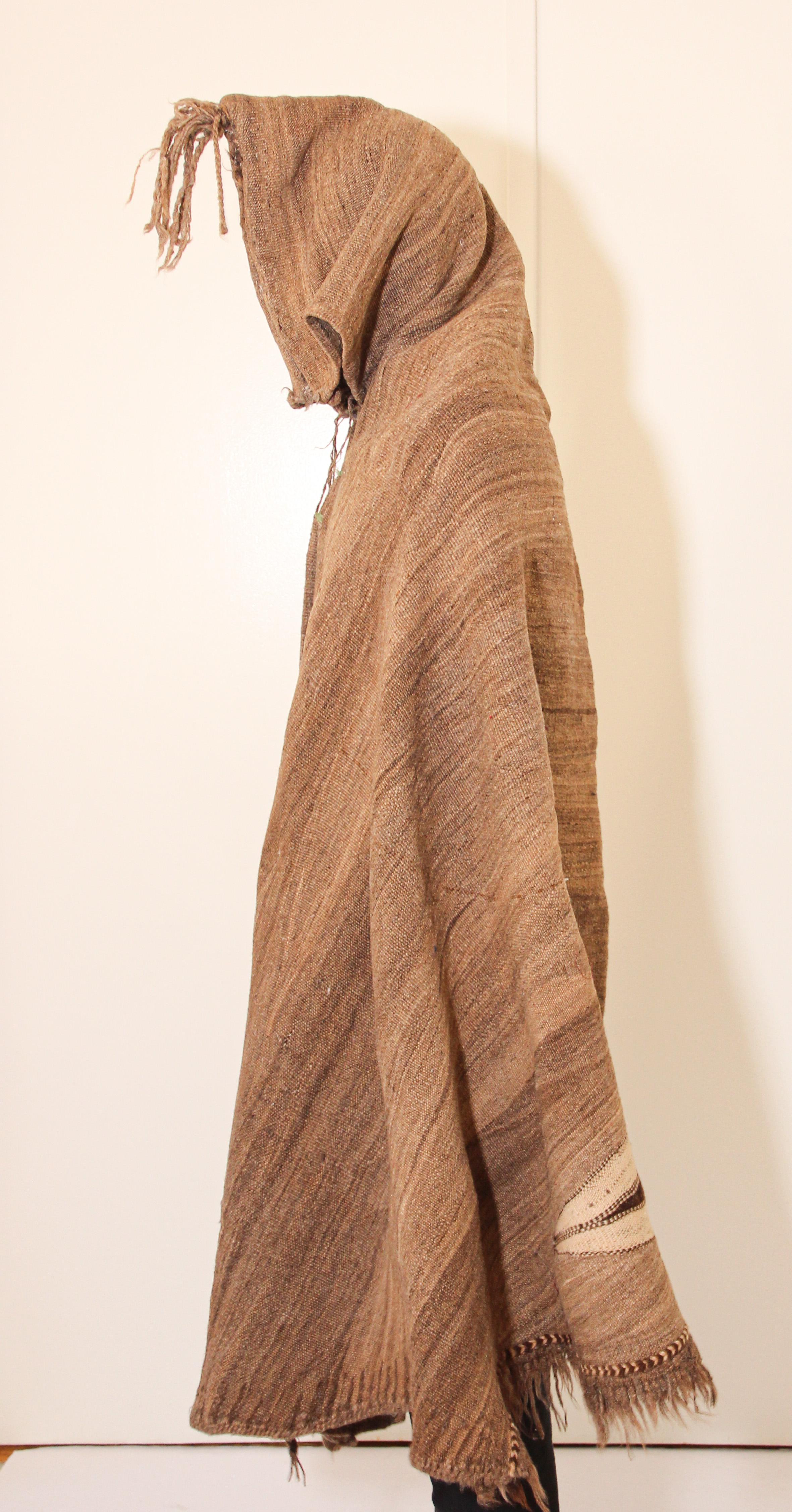 Folk Art Berber Tribal North Africa Moroccan Burnous Wool Cape For Sale