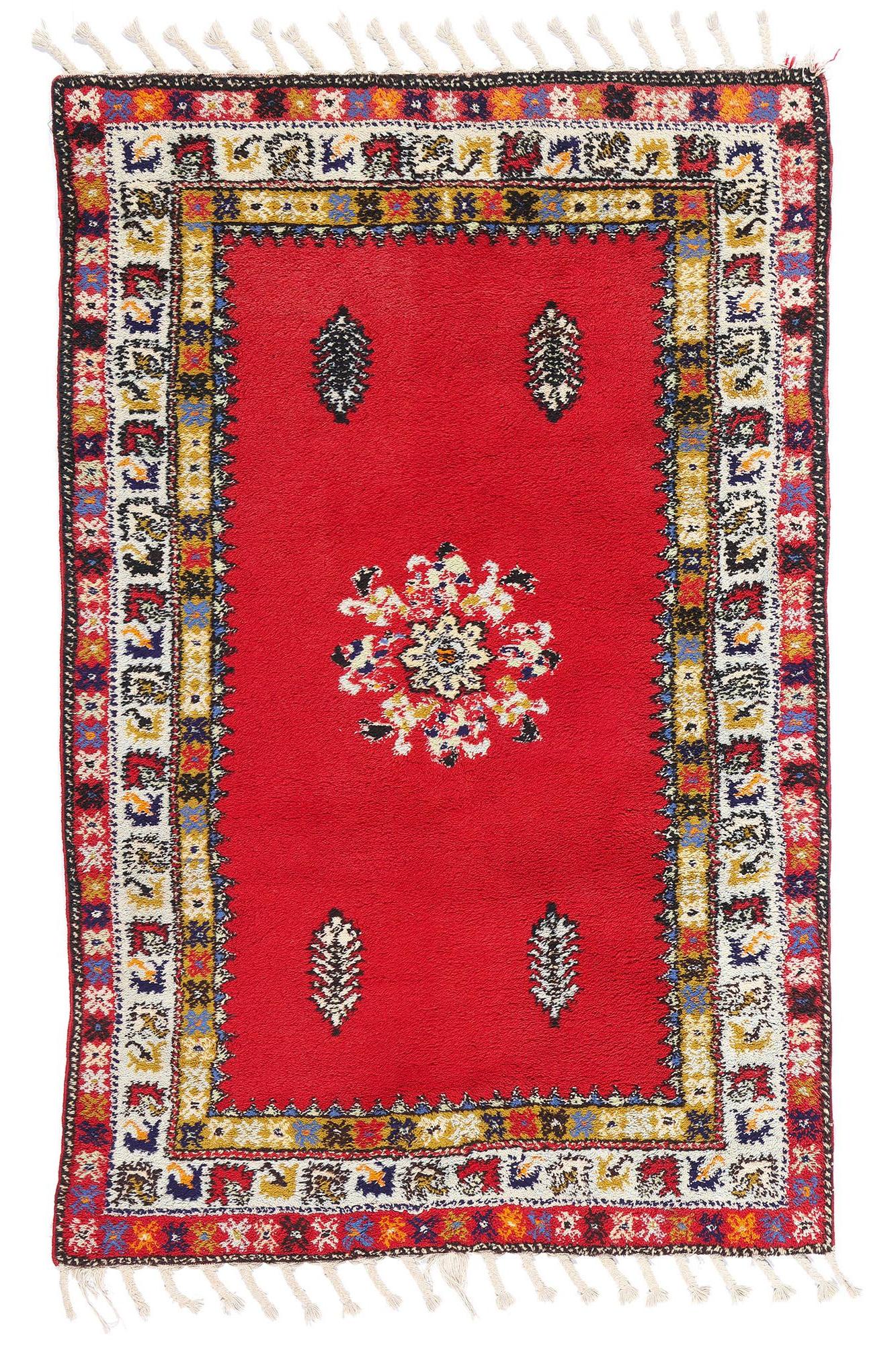Berber Tribes of Morocco Vintage Rabat Moroccan Rug, 04'02 x 06'04