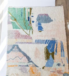Alfombra de Lana Bereber AZUL Moderna Tejida a Mano Diseño Personalizado Minimalista Contemporáneo