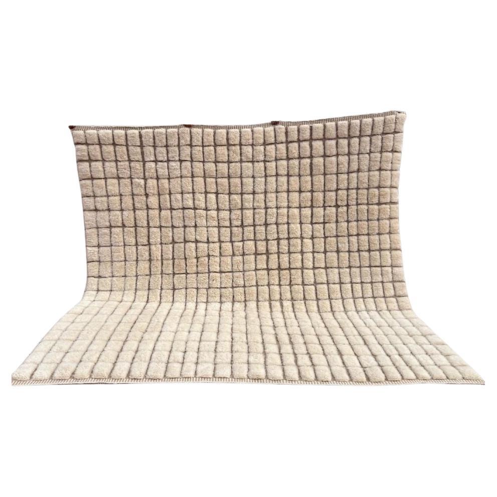 Berber Wool Rug GRID Modern Handwoven Minimalist Custom Design IN STOCK