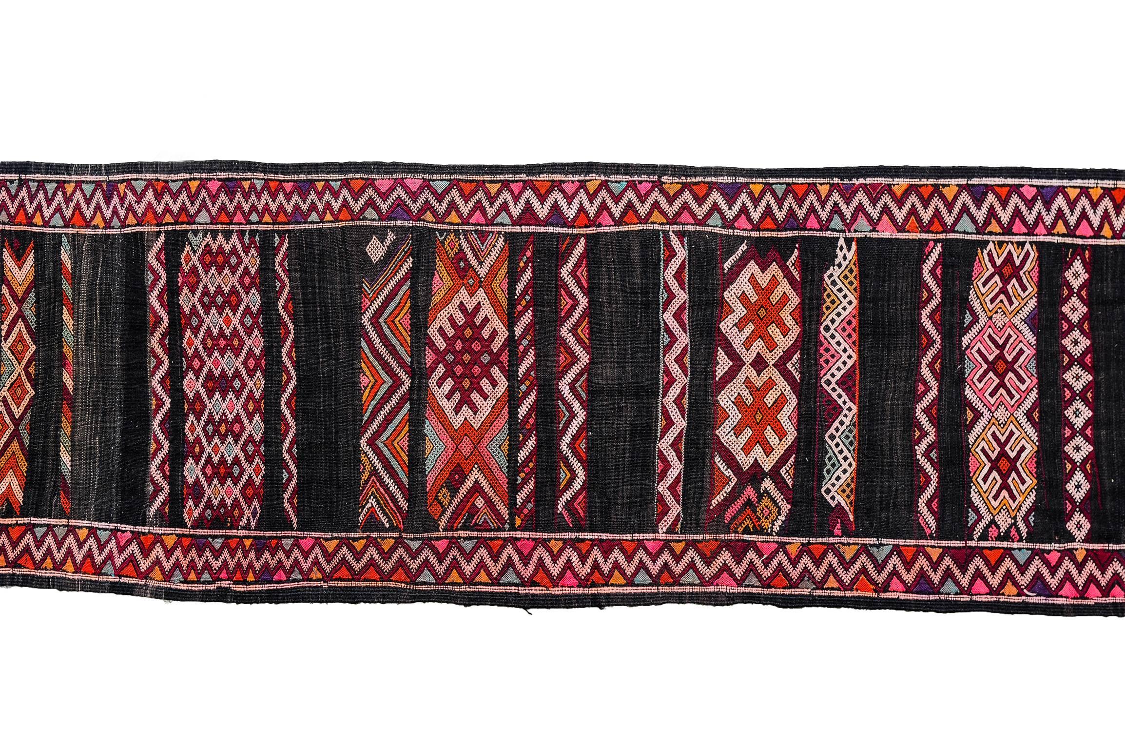 Hand-Woven  Berber Zemmur Moroccan Vintage  Long Runner