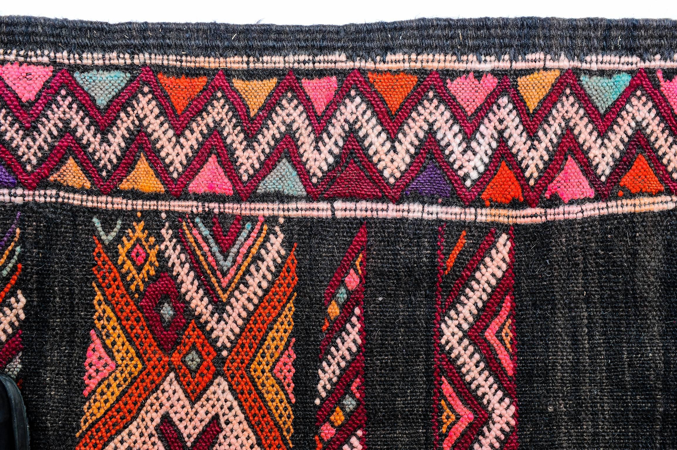 Wool  Berber Zemmur Moroccan Vintage  Long Runner