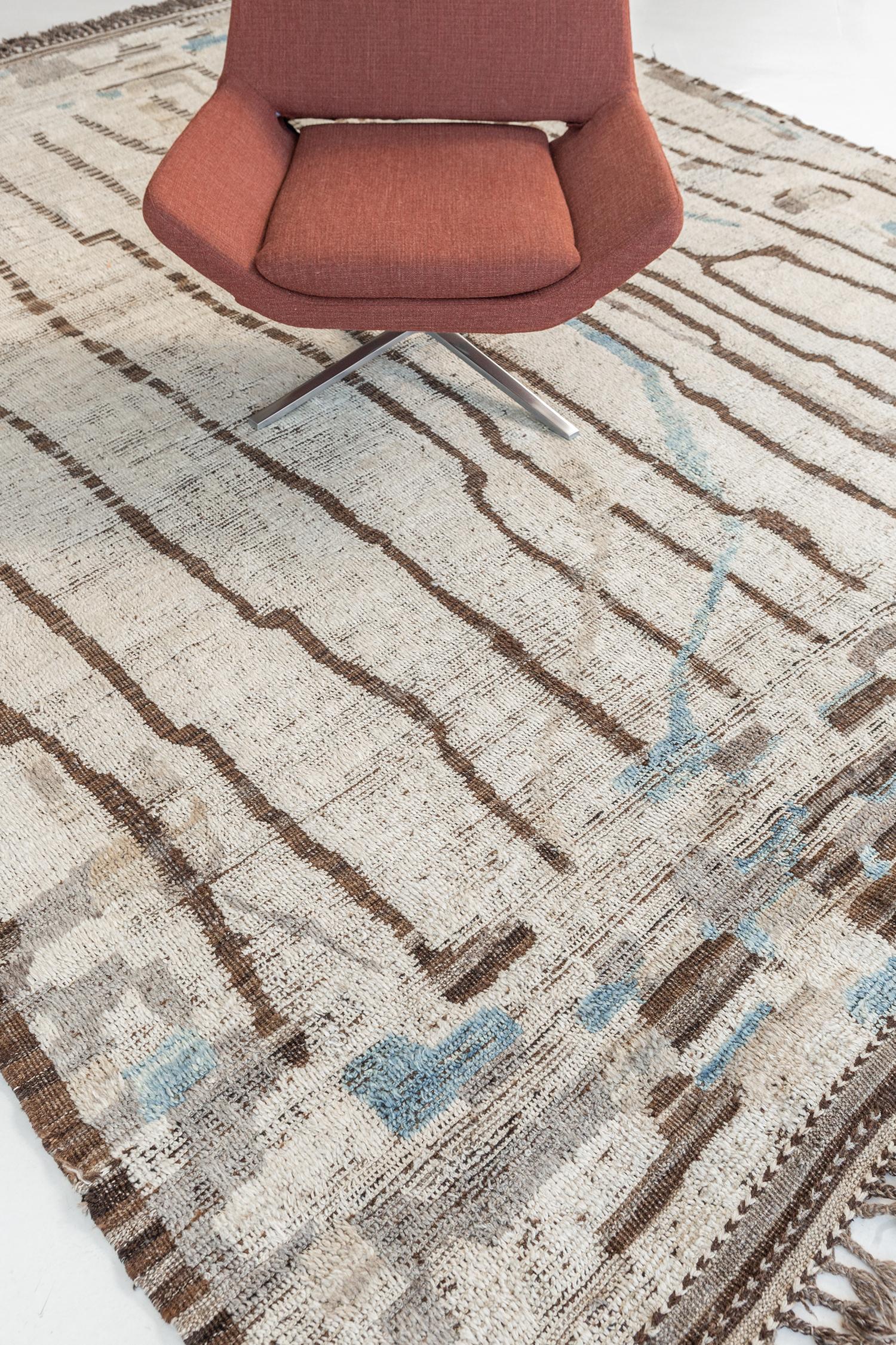Berberis is an interplay between neutral tones and soothing muted colors into a modern-day interpretation of the Moroccan world. This rug's play of textures, linework, and unique shapes is what makes the Atlas collection so unique and sought after.