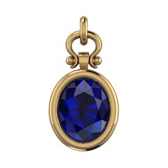 Berberyn Certified 2.19 Carat Oval Cut Blue Sapphire Pendant in 18k