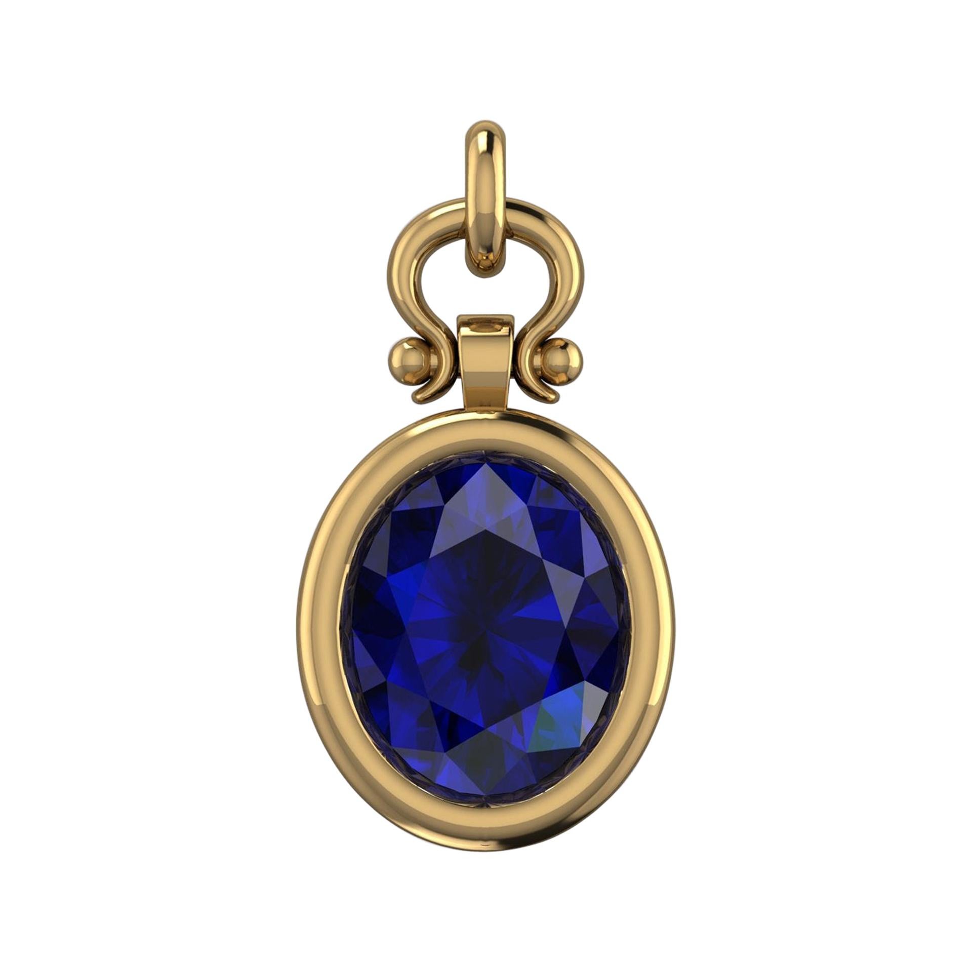 Berberyn Certified 2.64 Carat Oval Cut Blue Sapphire Pendant Necklace in 18k