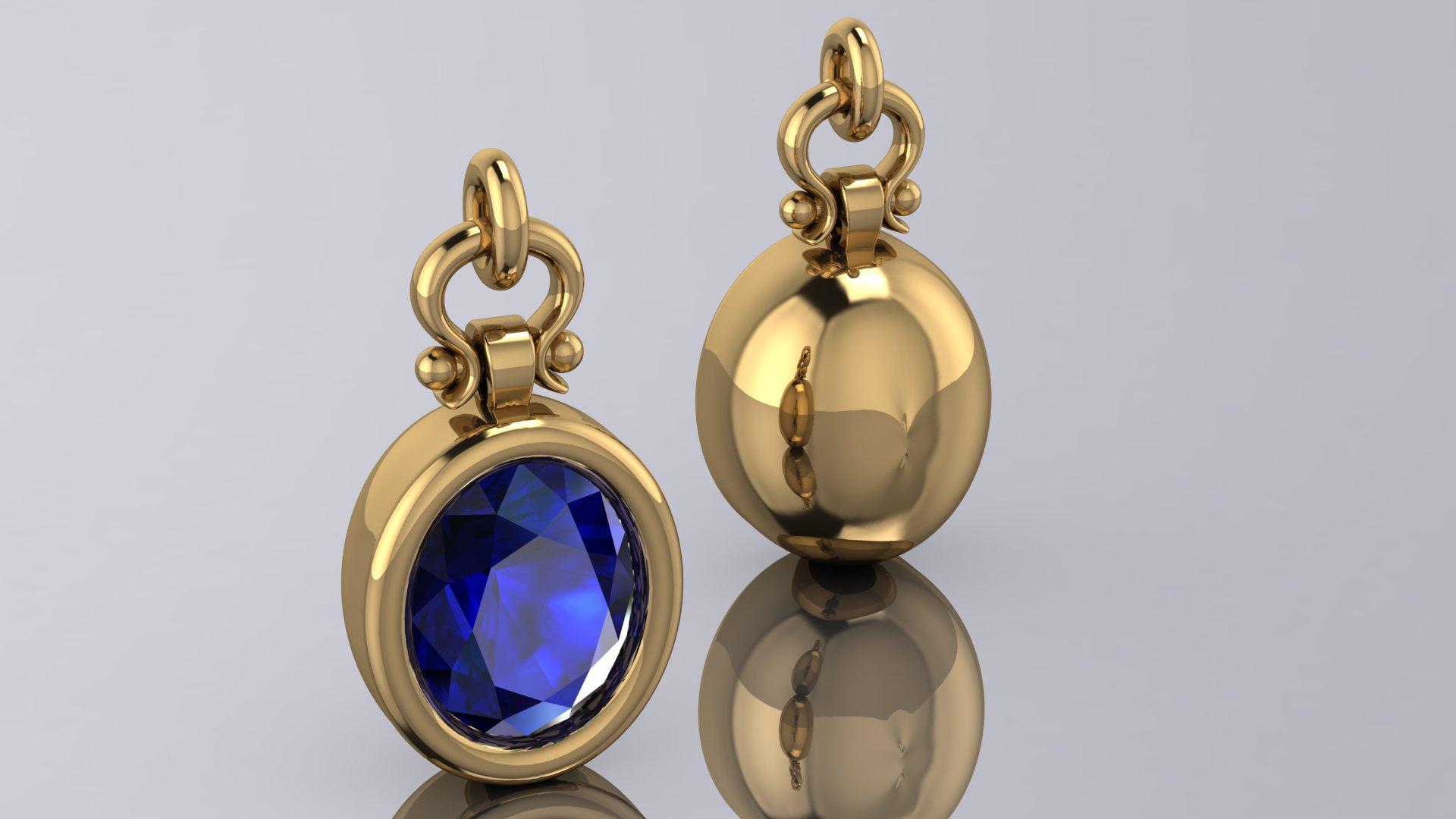 Taille ovale Berberyn Collier pendentif en or 18 carats avec saphir bleu taille ovale certifié 3,01 carats en vente