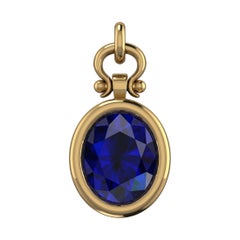 Berberyn Collier pendentif en or 18 carats avec saphir bleu taille ovale certifié 3,01 carats
