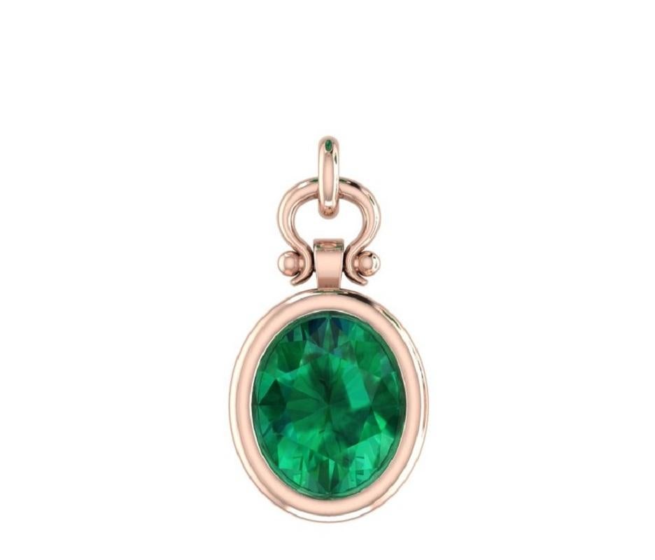 Contemporary Berberyn Certified 3.04 Carat Oval Cut Tsavorite Pendant Necklace in 18k For Sale