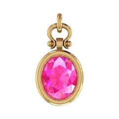 Berberyn Certified 3.12 Carat Oval Cut Pink Sapphire Pendant Necklace in 18K