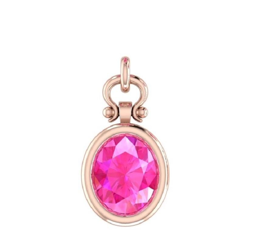Women's Berberyn Certified 3.13 Carat Oval Cut Pink Sapphire Pendant in 18k For Sale