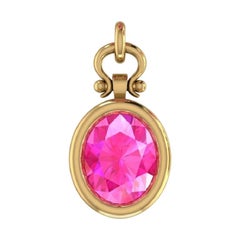 Pendentif en or 18 carats avec saphir rose de taille ovale certifié Berberyn de 3,13 carats