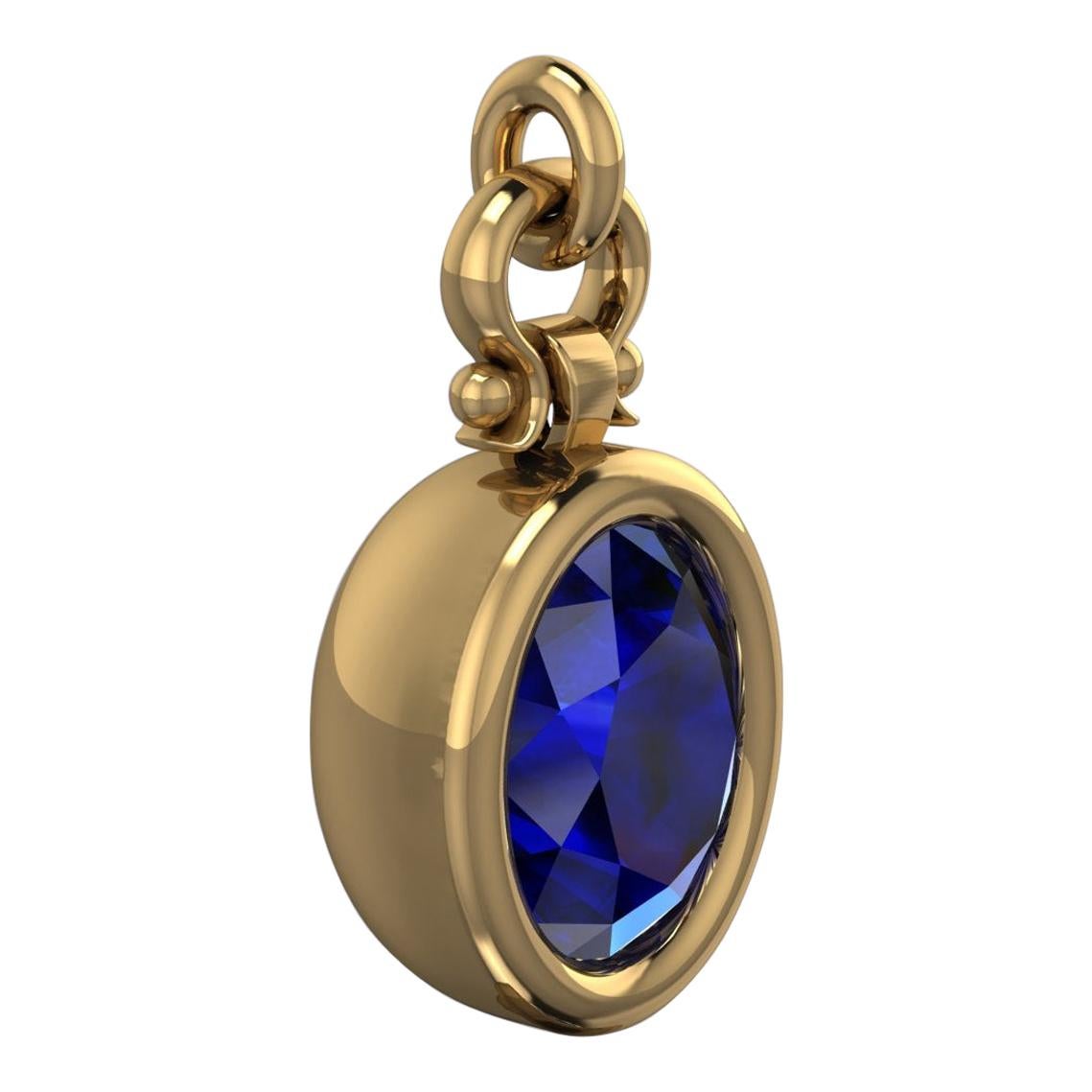Berberyn Certified 3.27 Carat Oval Cut Blue Sapphire Pendant Necklace in 18k