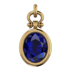 Berberyn Certified 4.12 Carat Oval Blue Sapphire Pendant Necklace in 18k