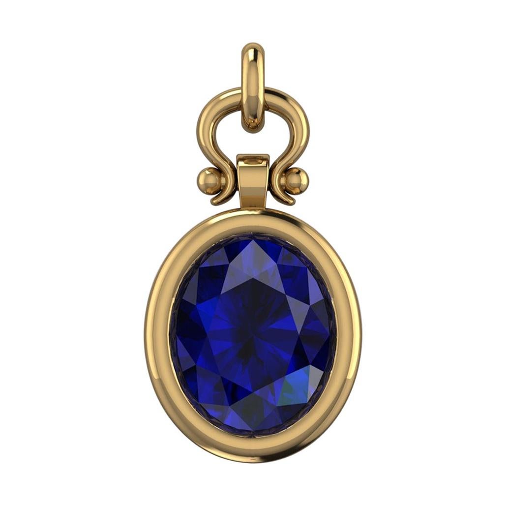 Berberyn Certified 5.04 Carat Oval Blue Sapphire Custom Pendant Necklace in 18k For Sale