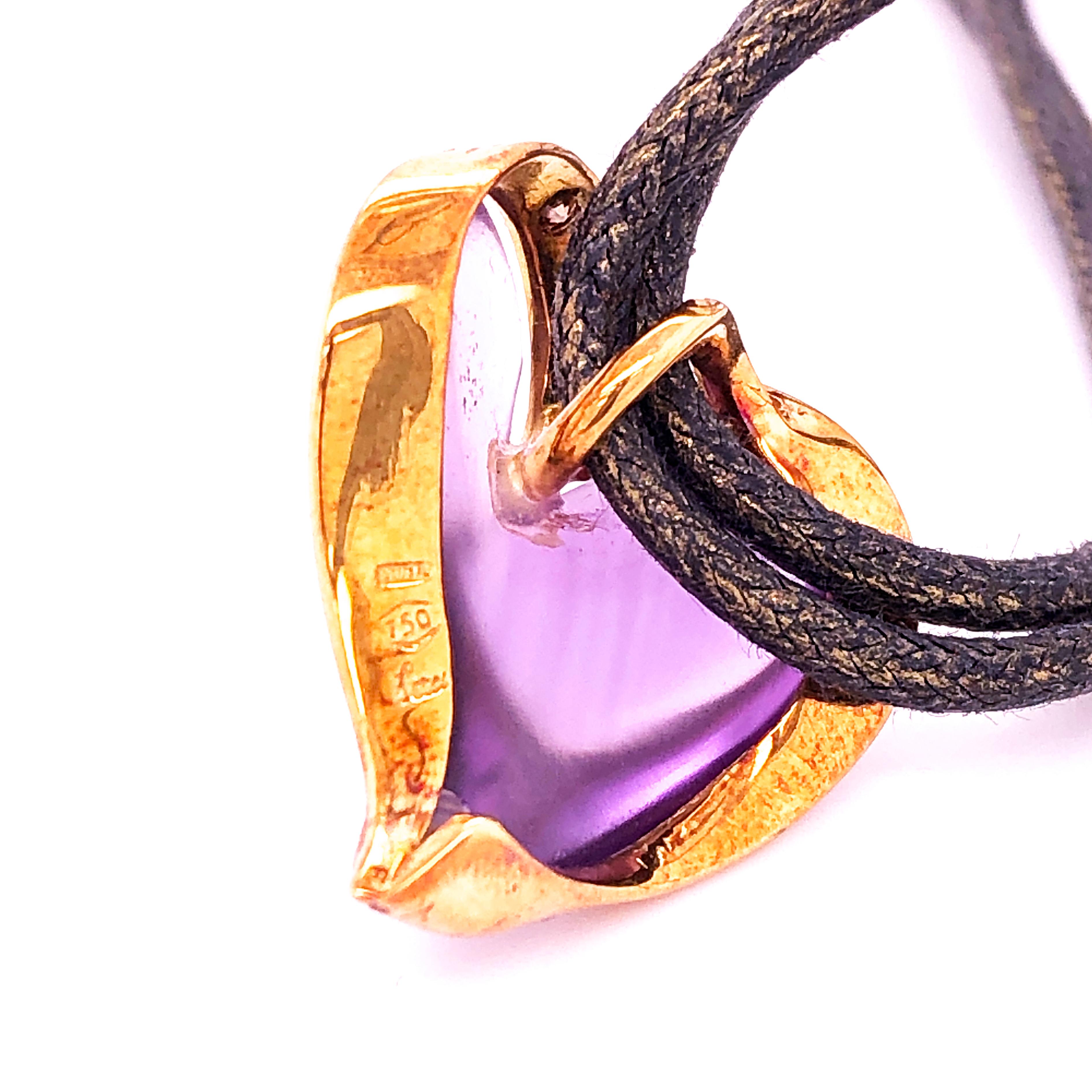 Berca 0,24 Karat Champagner-Diamant 12 Kt natürliche Hand eingelegte Amethyst Herz Anhänger im Angebot 2