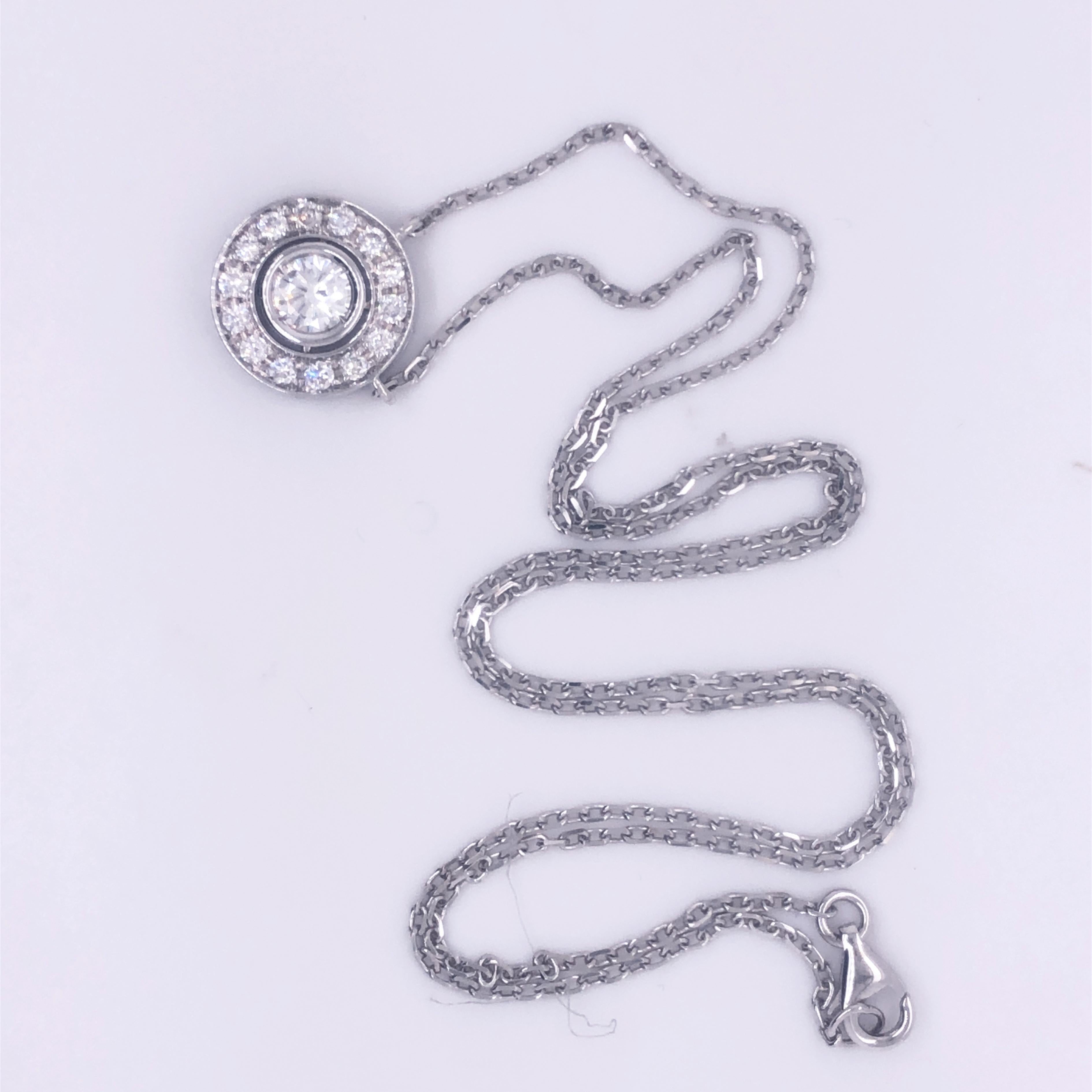 Berca Halskette mit Halo-Fassung, 0,34 Karat GIA zertifizierter weißer Diamant Weißgold für Damen oder Herren im Angebot