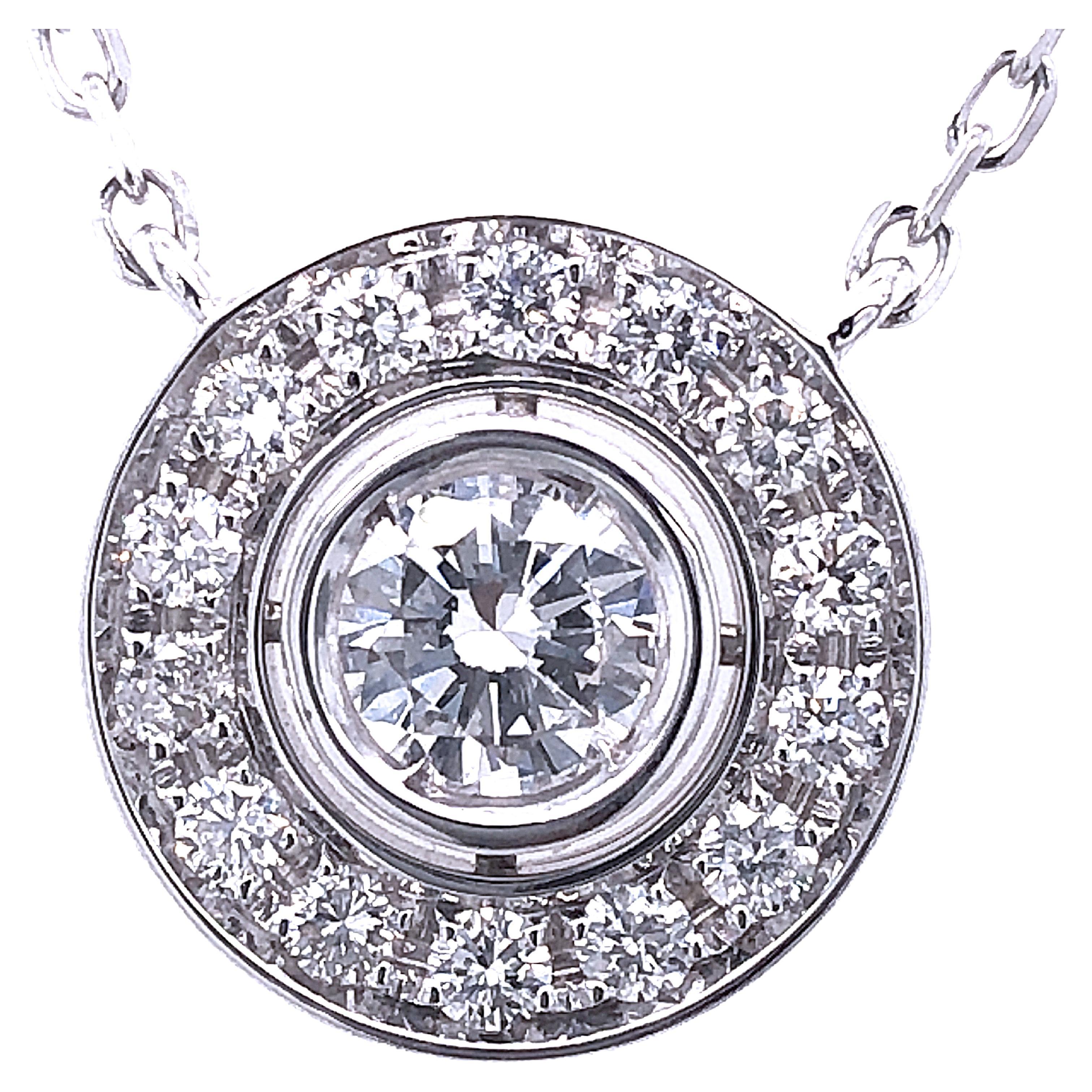 Berca 0.34 Carat GIA Certified White Diamond White Gold Halo Setting Necklace For Sale