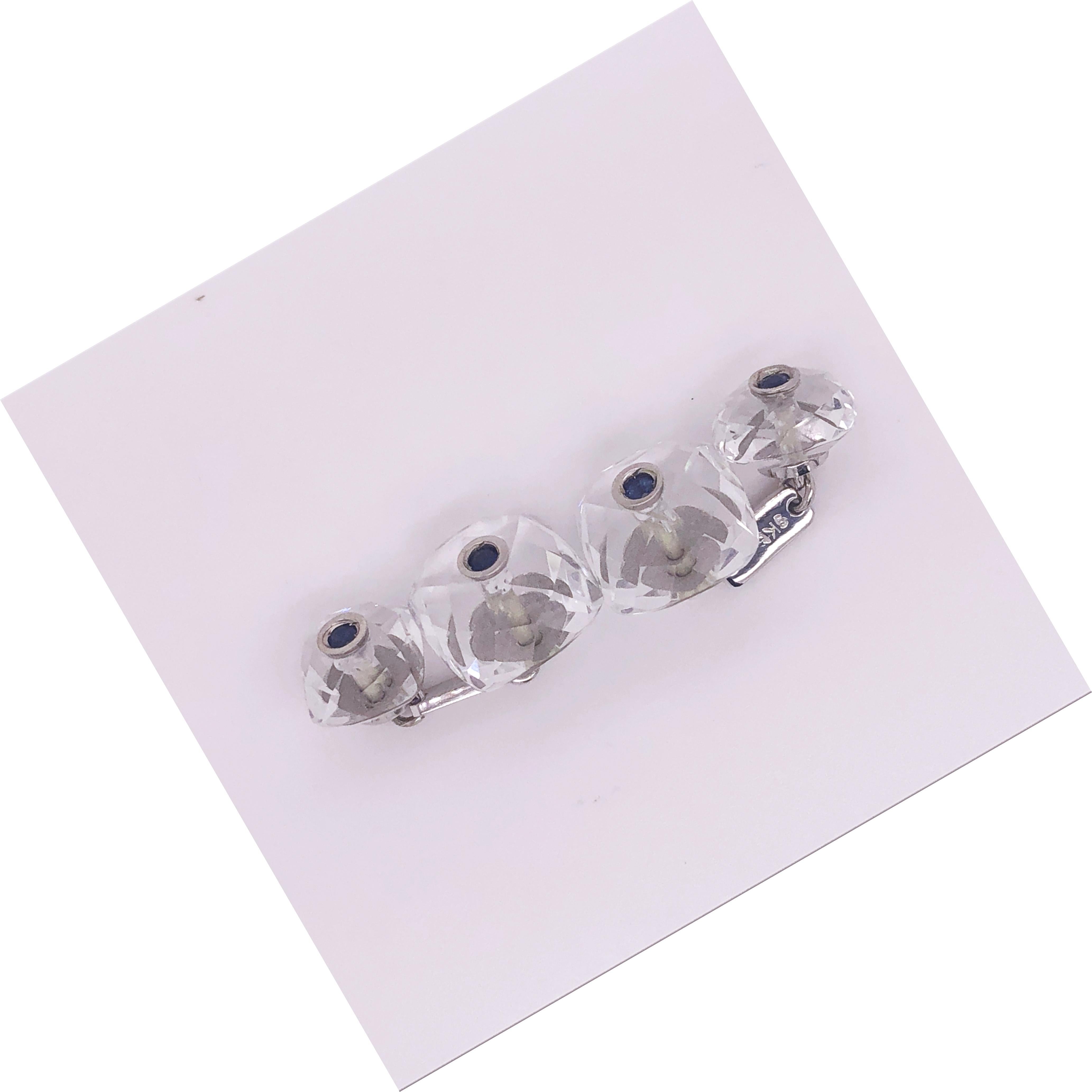 Men's Berca 0.44Kt Sapphire 32Kt Hand Inlaid Rock Crystal White Gold Setting Cufflinks