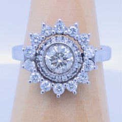 Berca 0.61 AIG Diamante Blanco Certificado Engaste Halo Anillo de Compromiso de Oro Blanco