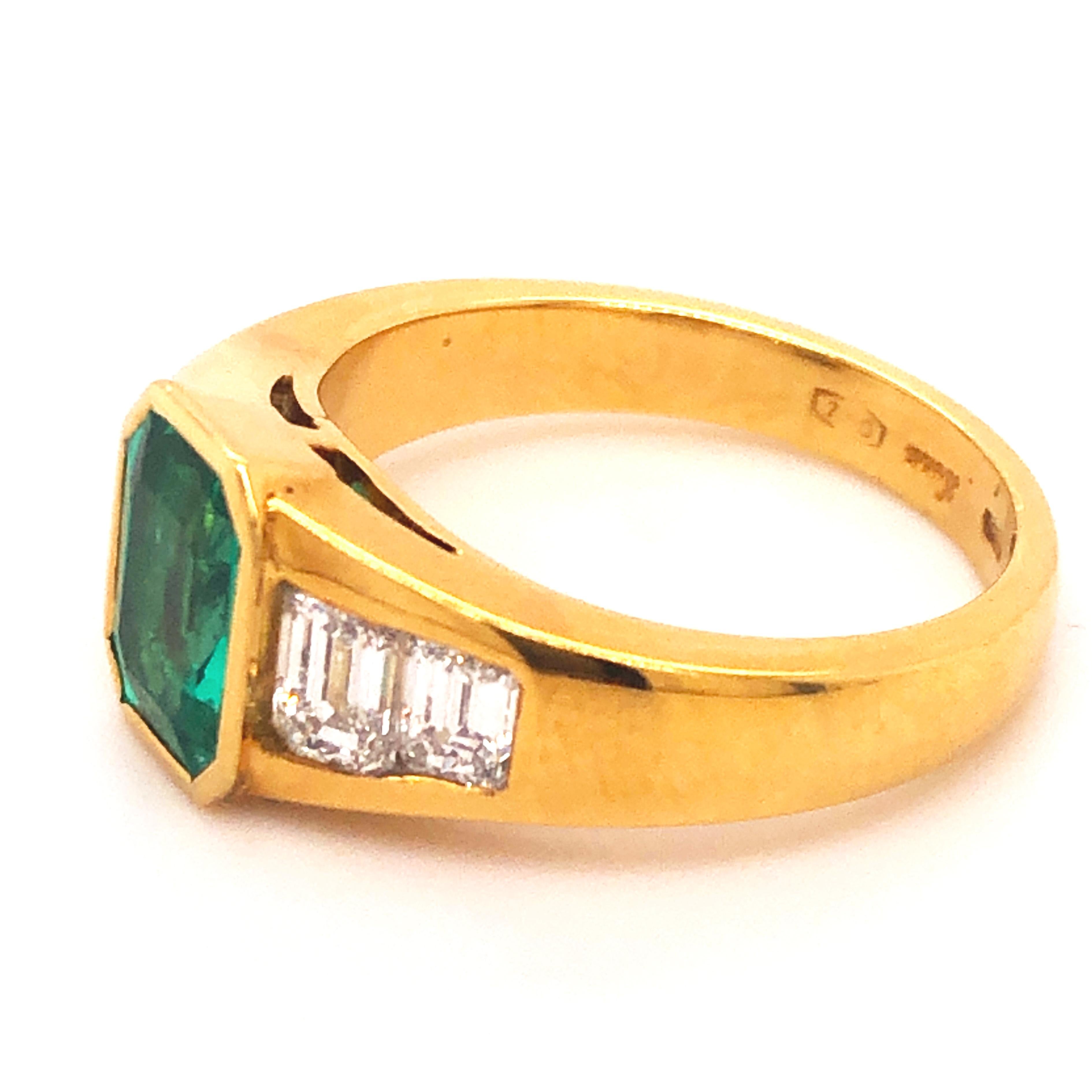 Berca 1.51Kt Muzo Emerald Octagon Cut 1.01Kt White Diamond Emerald Cut Ring In New Condition For Sale In Valenza, IT