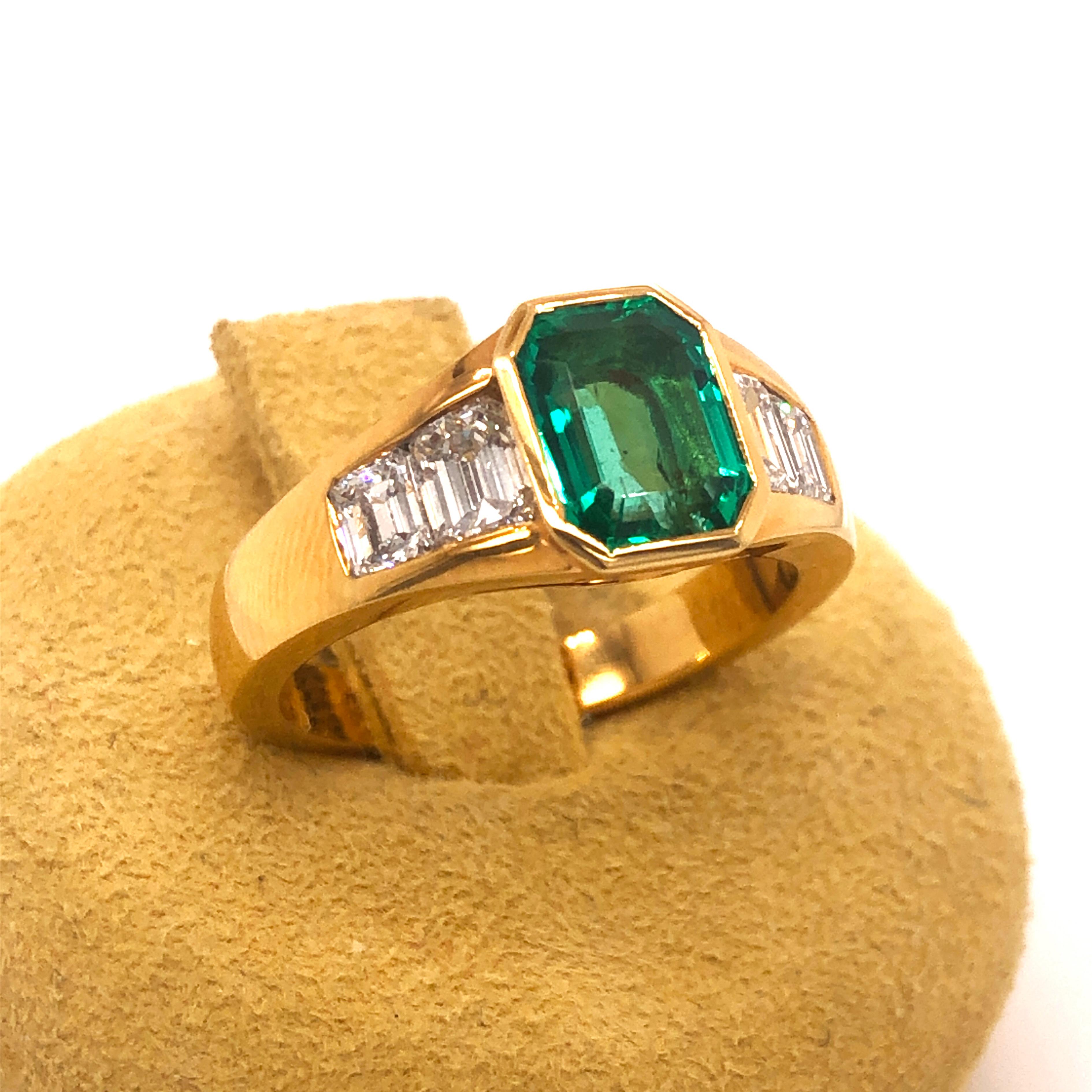 Berca 1,51 Karat Muzo Smaragd Octagon Cut 1,01 Karat Weißer Diamant Smaragdschliff Ring im Angebot 2