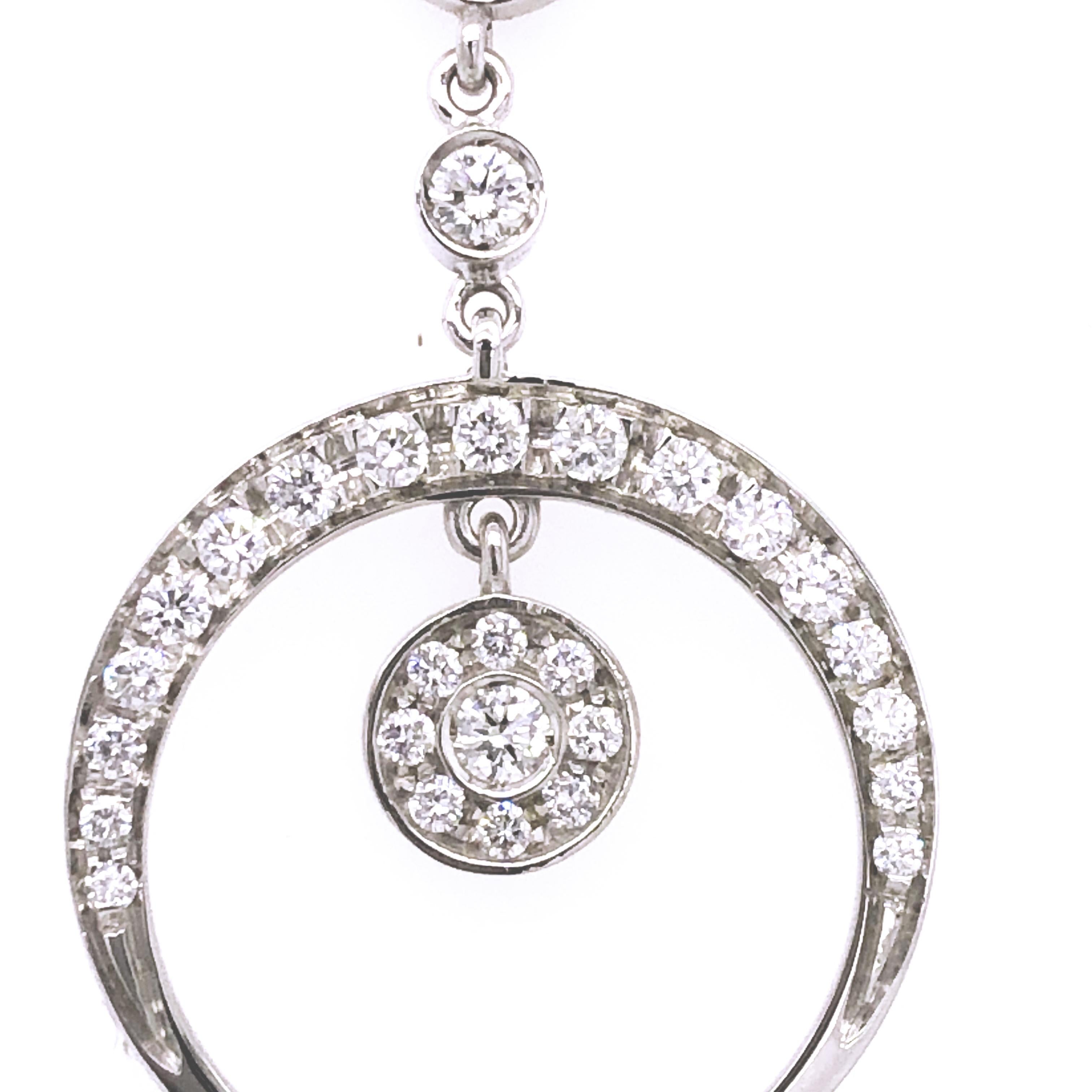 Women's Berca 1.55 Kt Brilliant Cut White Diamond Dangle Earrings For Sale