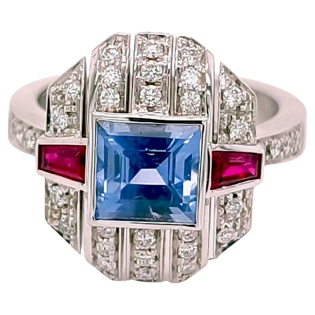 Berca 1,68 ct GIA Zertifikat. NH Kornblume Prinzessinnenschliff Saphir Rubin Diamant Ring