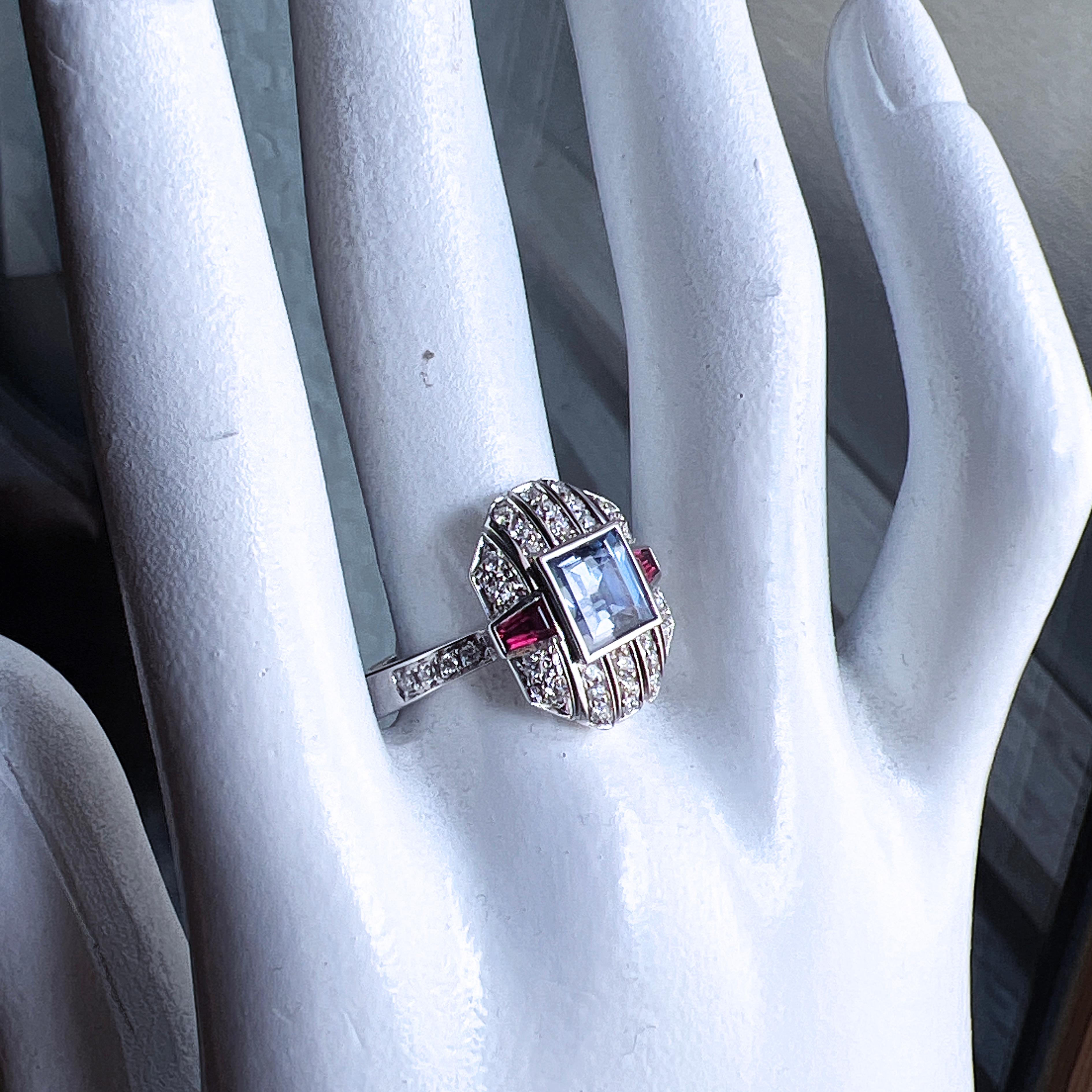 Berca 1.68kt GIA Certified NH Cornflower Princess Cut Sapphire Ruby Diamond Ring For Sale 5