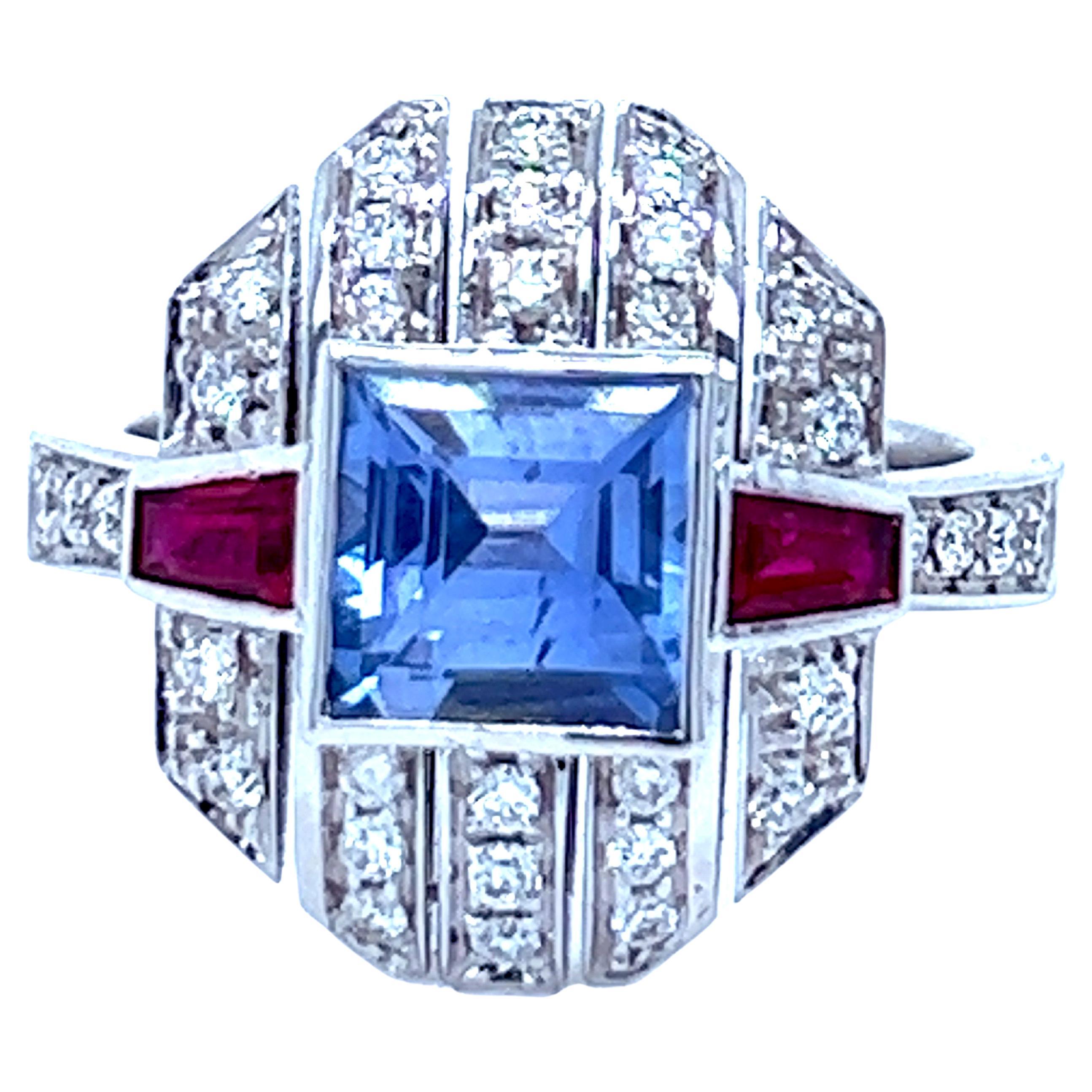 Berca 1.68kt GIA Certified NH Cornflower Princess Cut Sapphire Ruby Diamond Ring For Sale