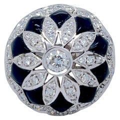 Berca 1,80 Karat Weißer Diamant Onyx 18 Karat Weißgold Fassung Kuppel-Cocktailring