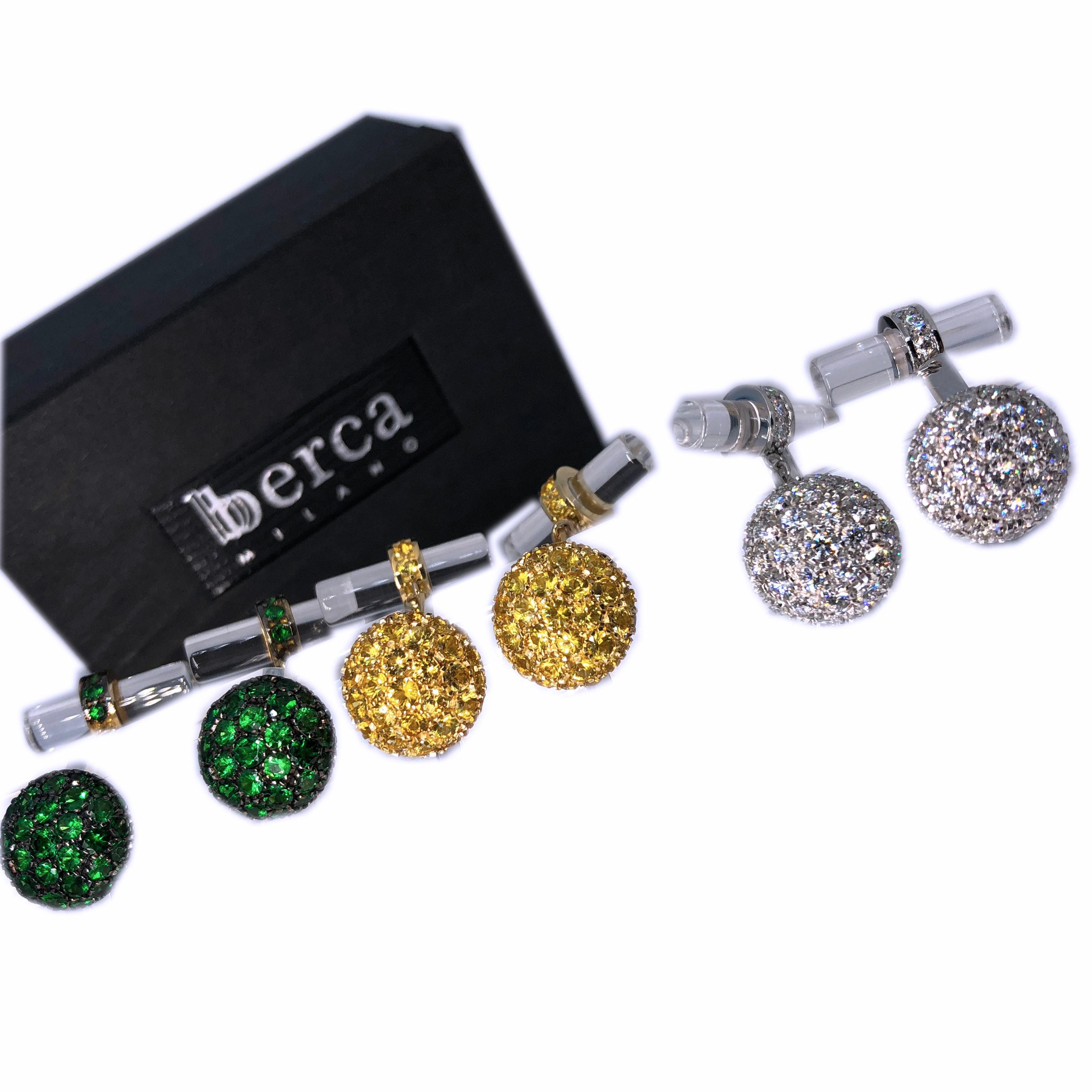 Berca 1.81 Carat White Diamond 18K White Gold Rock Crystal Cufflinks In New Condition For Sale In Valenza, IT