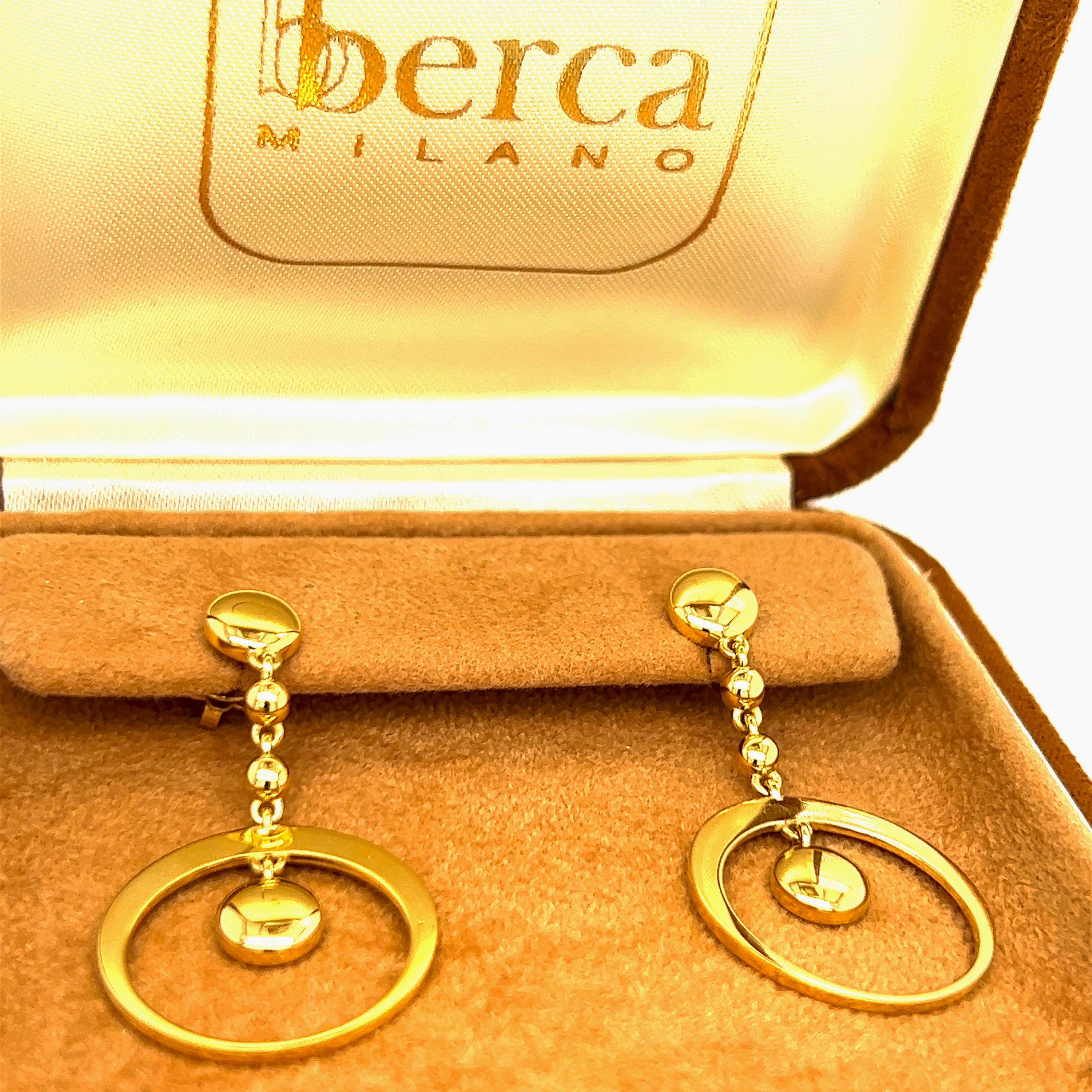 Berca 18k Yellow Gold Dangle Earrings For Sale 2