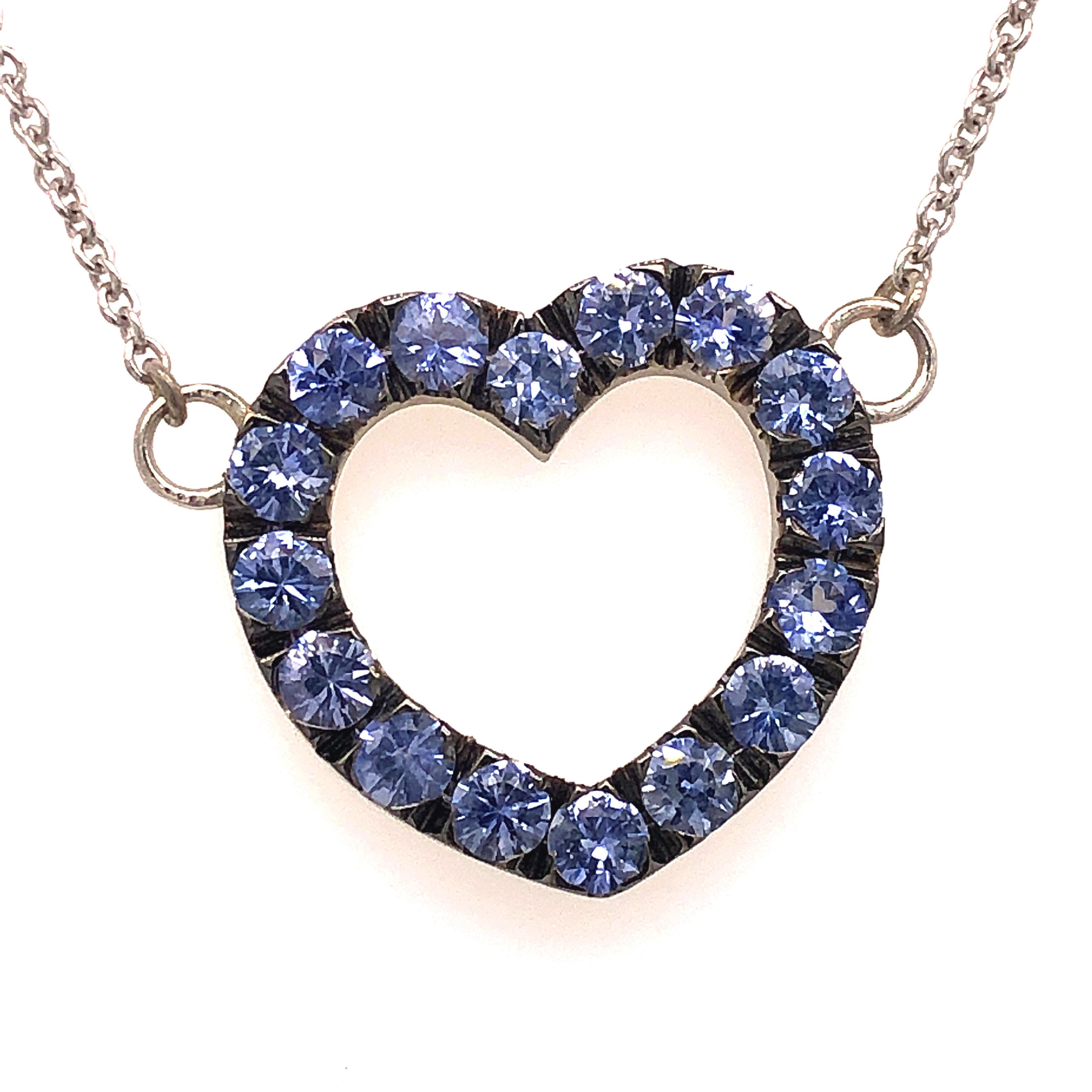 Unique, Chic yet Timeless 1.80 Carat, 16 Round Brilliant Cut Natural Blue Ceylon Sapphire Pendant in a mesmerizing 18Kt Black Rhodium Plated White Gold Setting in a small white gold chain.
A Morning to Night jewel, a Discrete yet Sumptuos Piece
