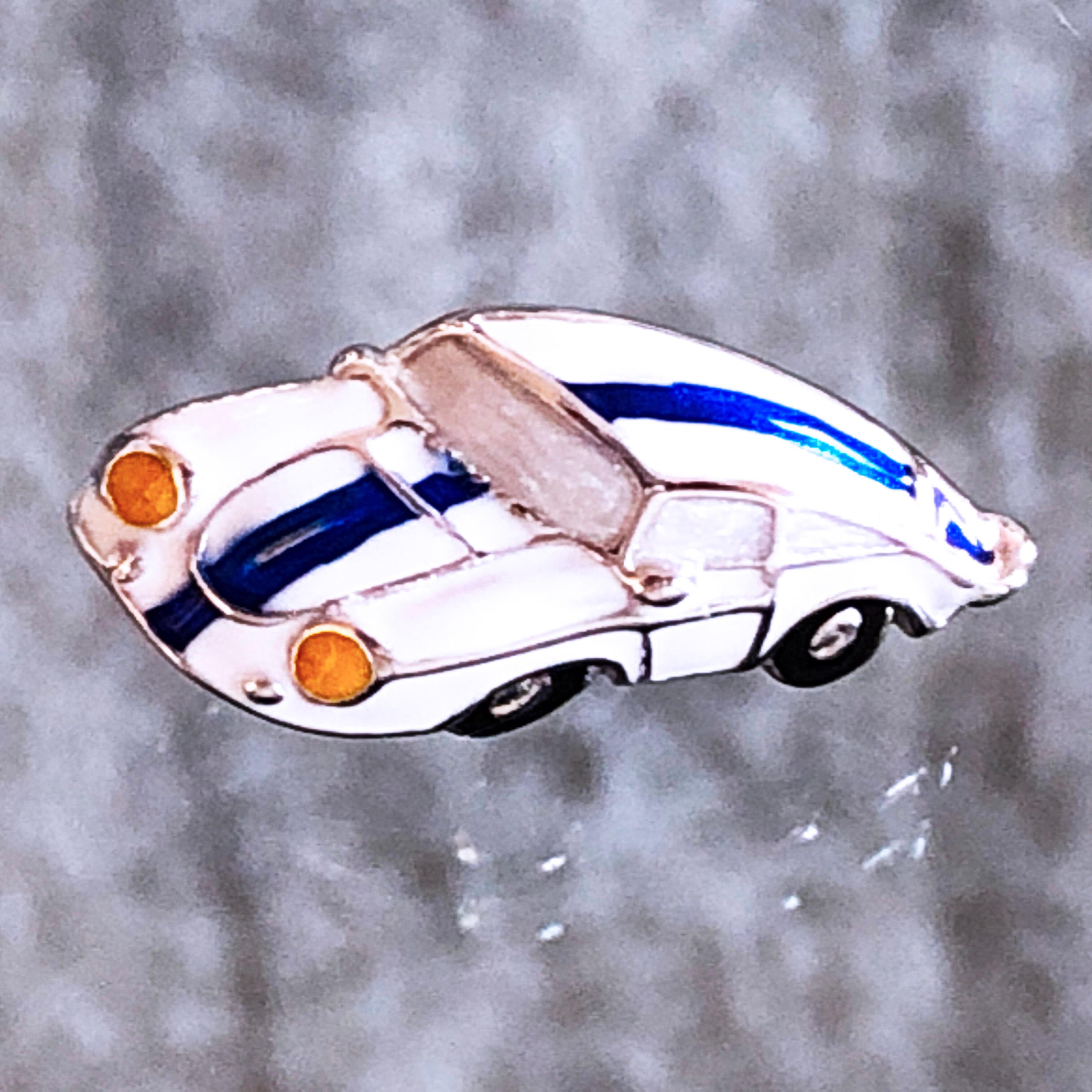 Berca 1970 American Racing Color 911 Porsche Enameled Sterling Silver Cufflinks For Sale 1