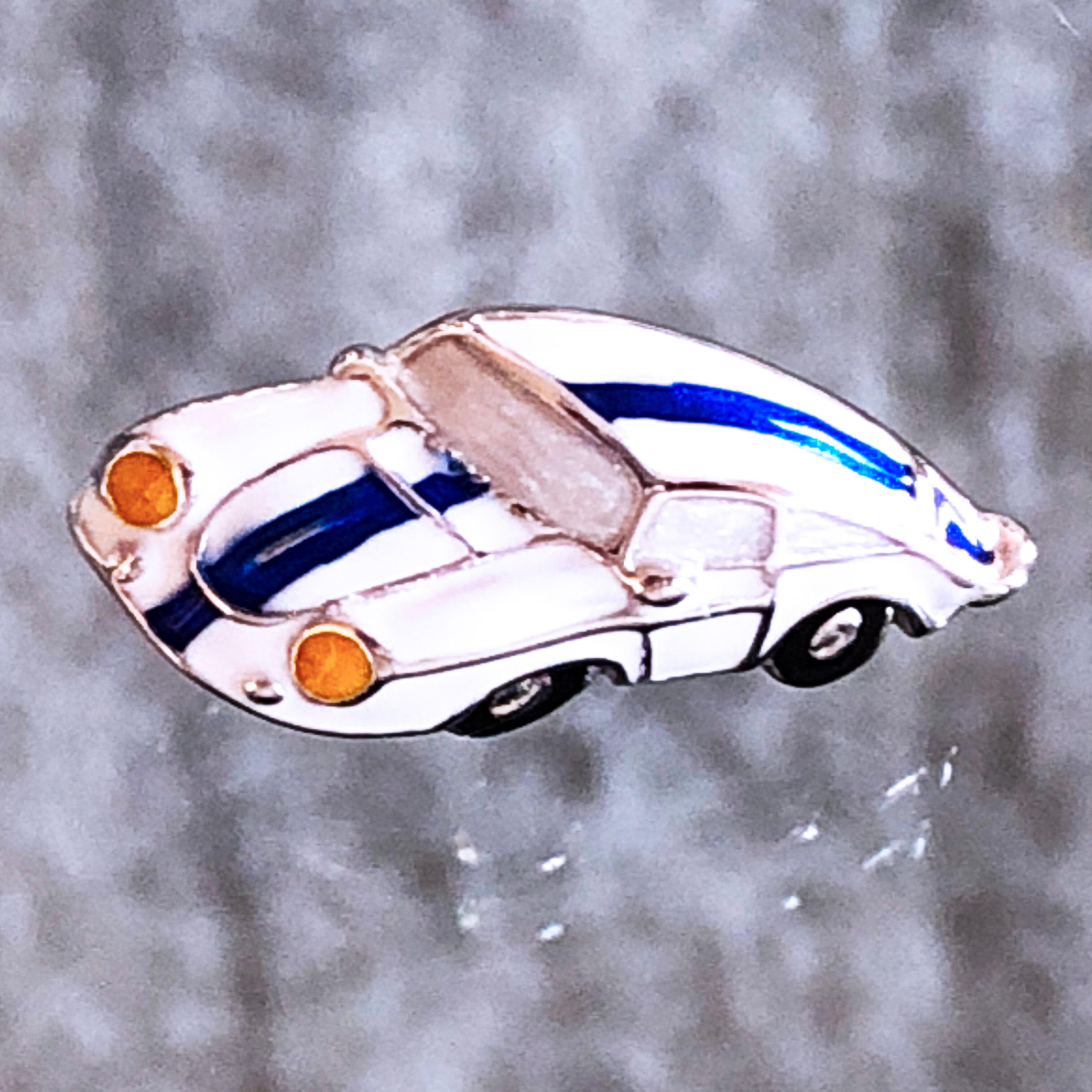 Berca 1970 American Racing Color 911 Porsche Enameled Sterling Silver Cufflinks For Sale 2