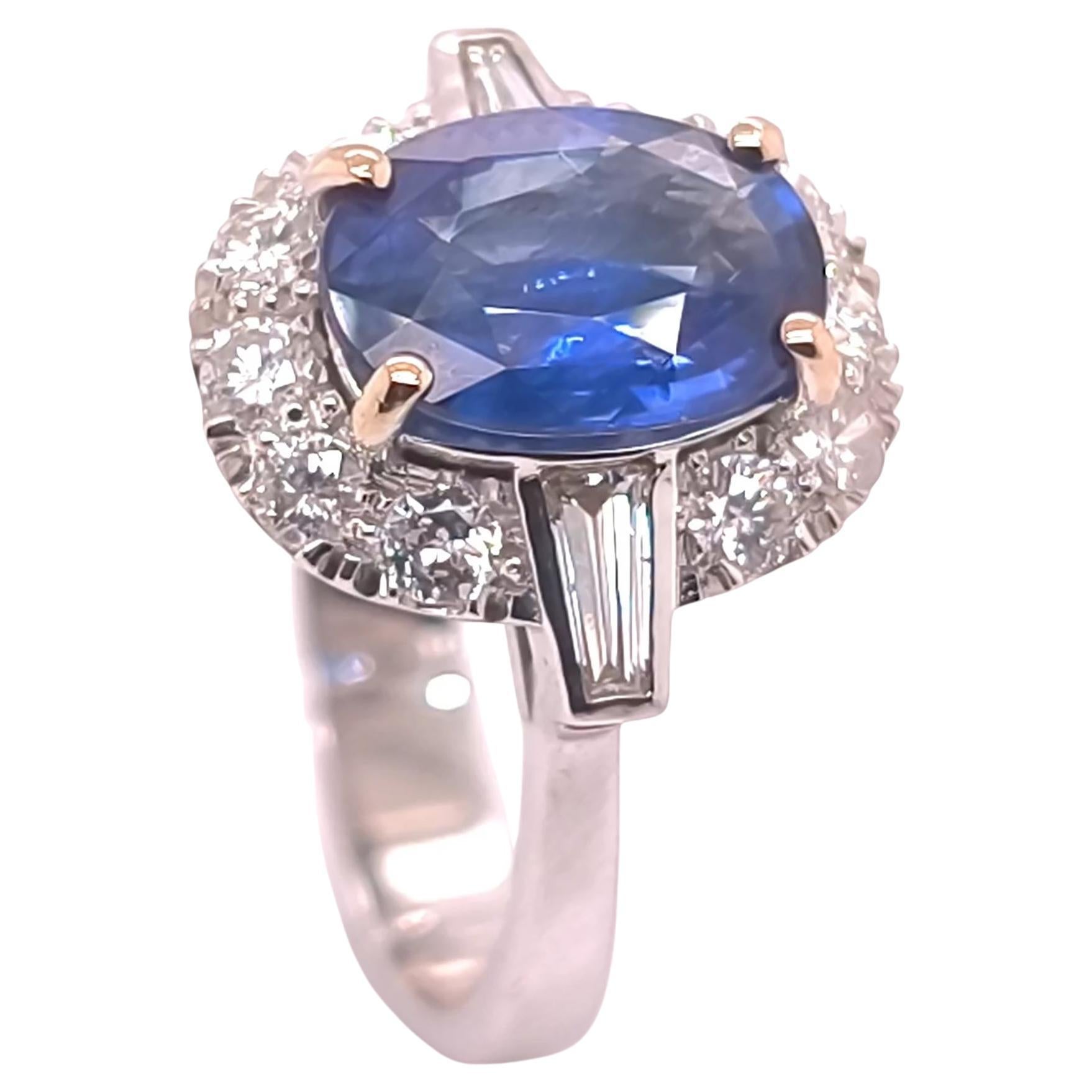 Berca 2,07 kt GIA zertifiziert Königlich Blauer Saphir Oval Cut Diamant Ring