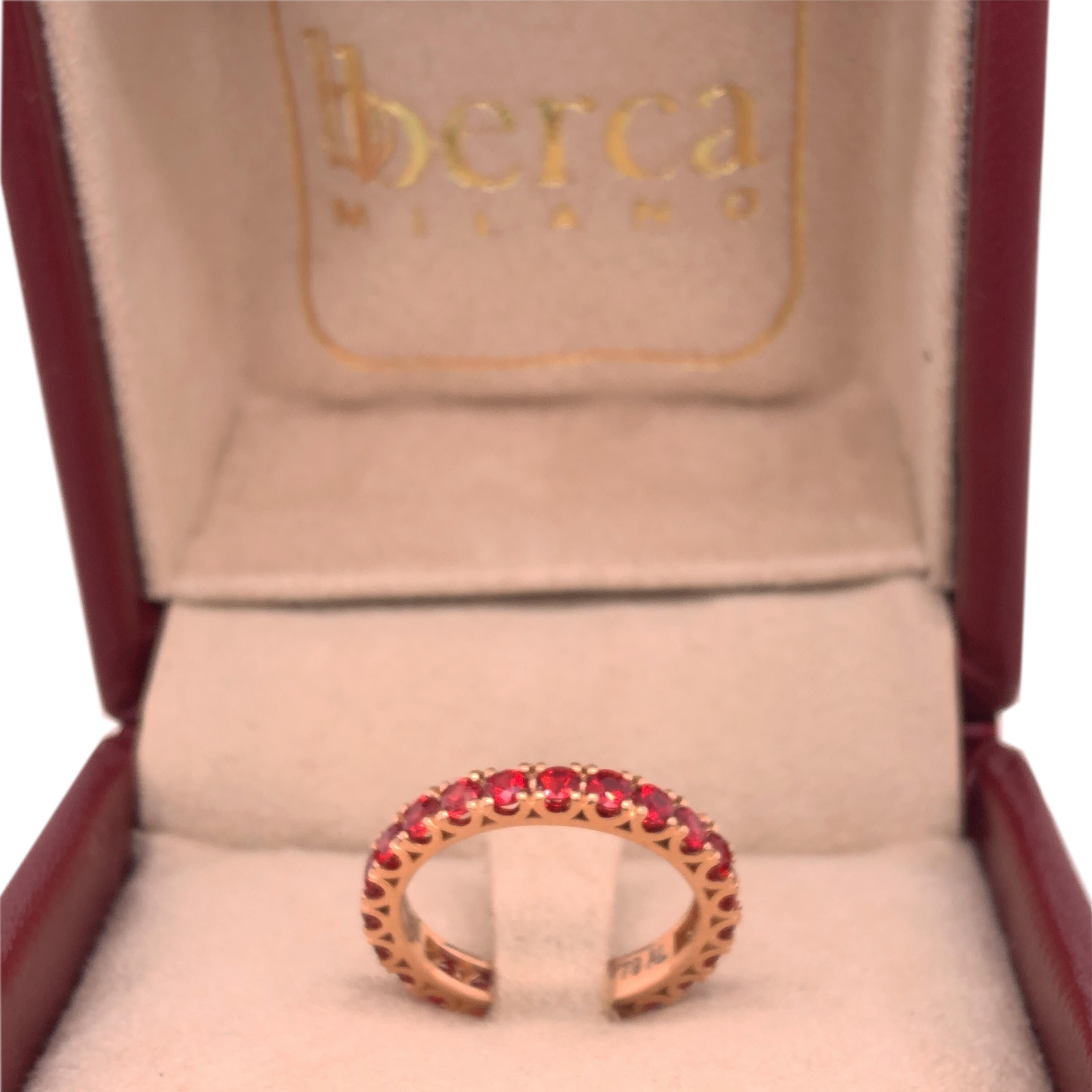Contemporary Berca 2.11 Carat Brilliant Cut Natural Red Ruby 18 Karat Gold Eternity Band Ring