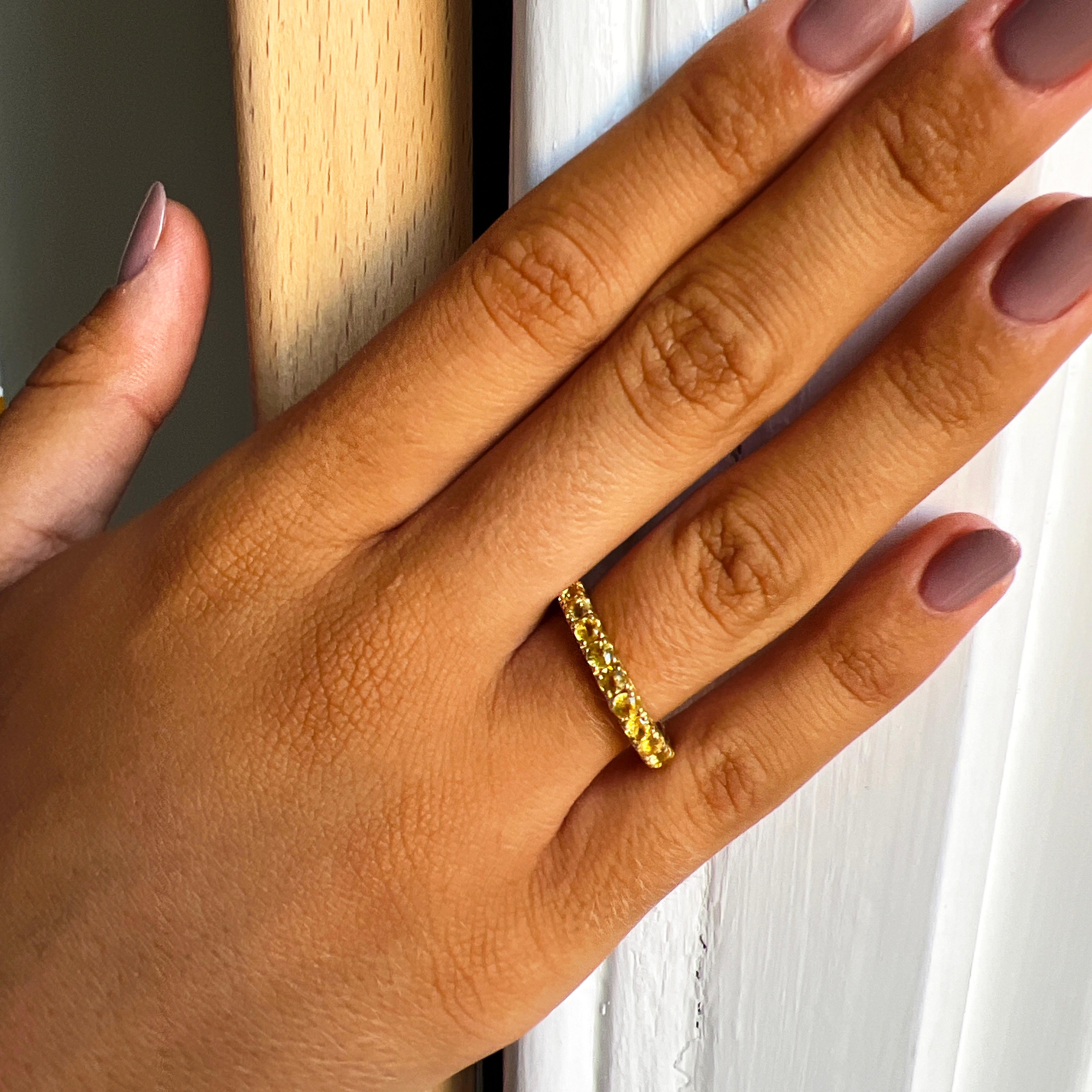 Women's Berca 2.11 Carat Natural Yellow Sapphire 18 Karat Gold Eternity Band Ring For Sale