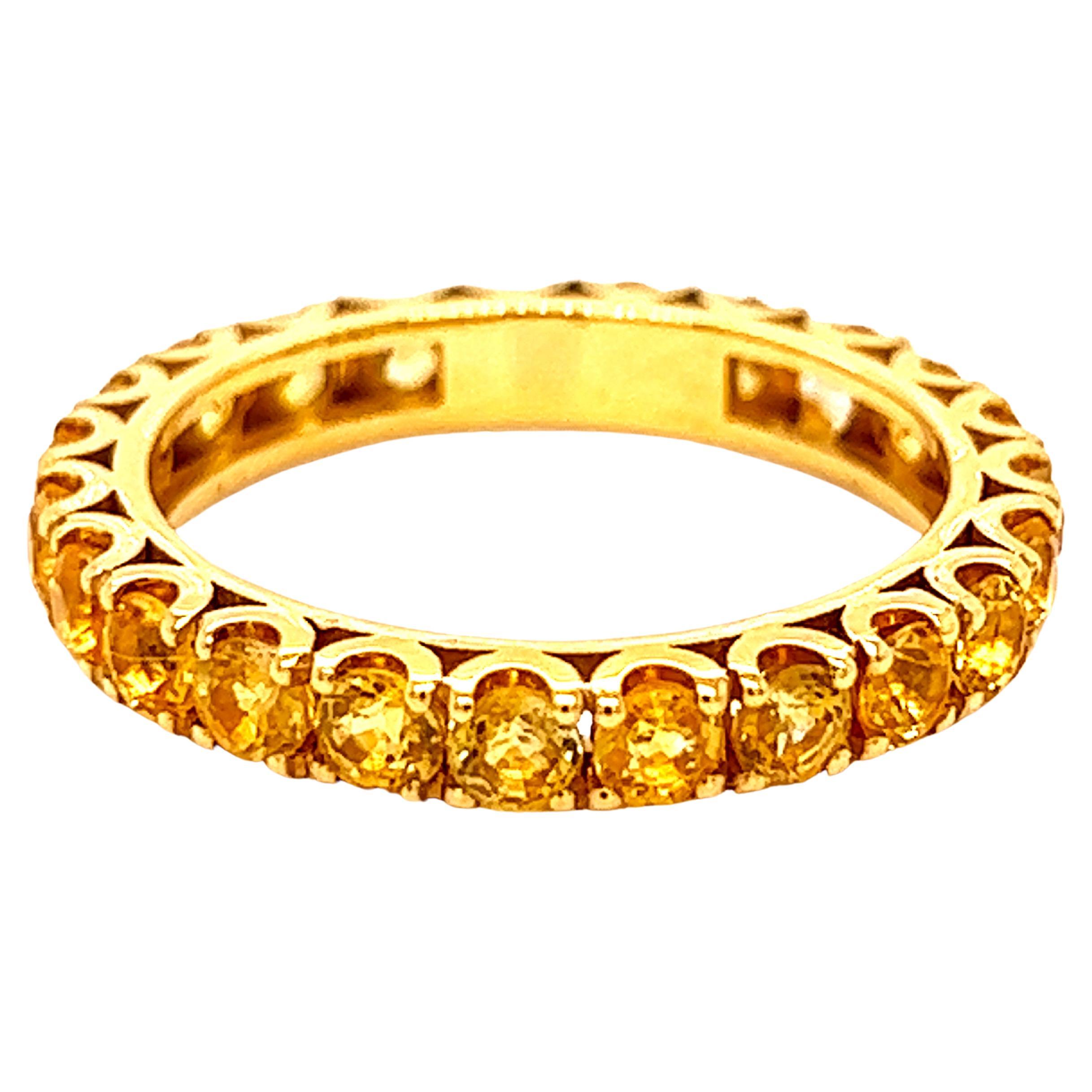 Berca 2.11 Carat Natural Yellow Sapphire 18 Karat Gold Eternity Band Ring For Sale