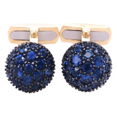 Berca 2.31 Kt Natürlicher Blauer Saphir Schwarz Gelbgold Manschettenknöpfe