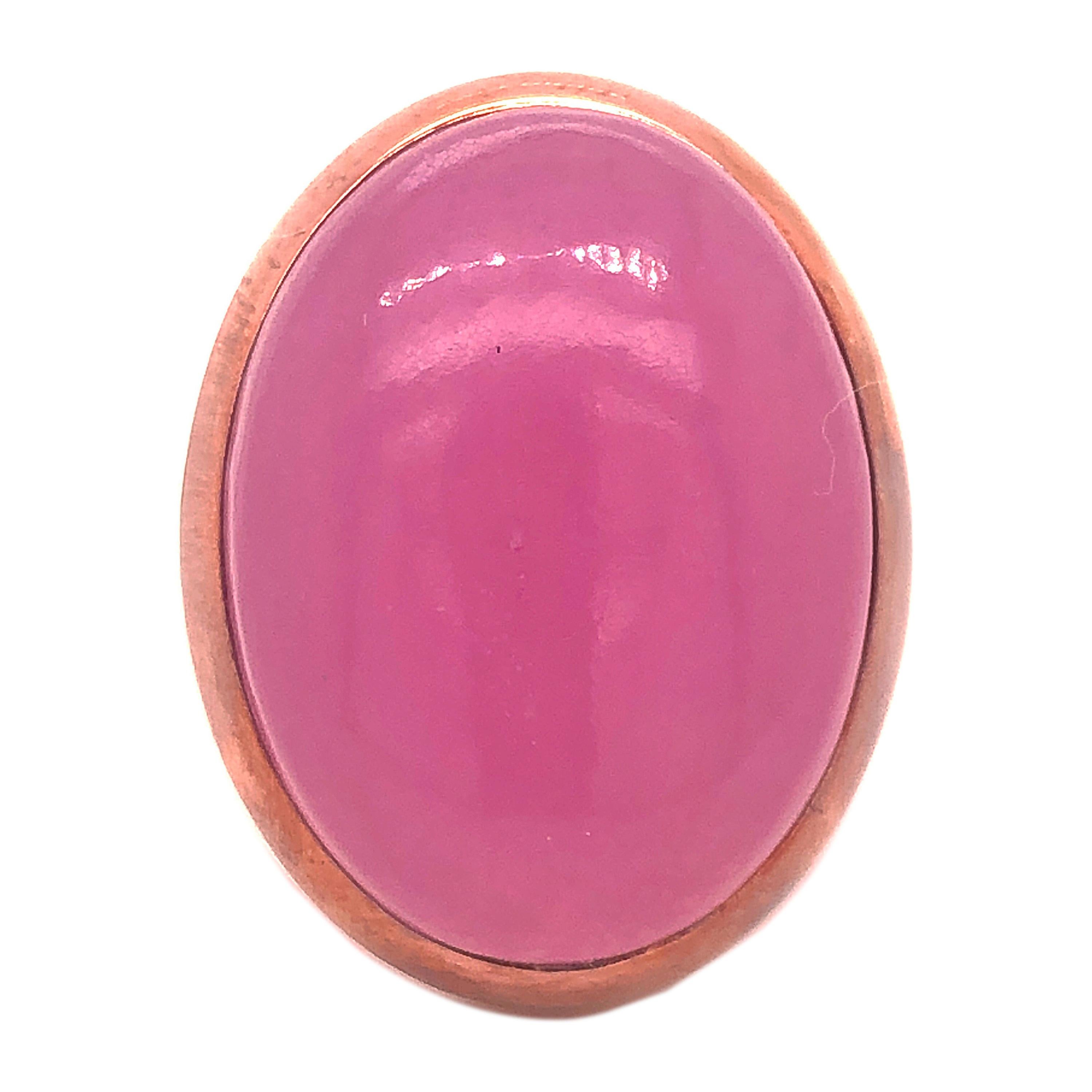 Berca 26,5 Kt Lavendel Jade Beige Emaillierte Rose Sterling Silber Cocktail Ring