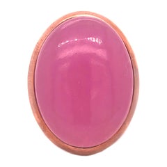 Berca 26.5 Kt Jade Lavanda Beige Esmaltado Rosa Anillo de Cóctel de Plata de Ley