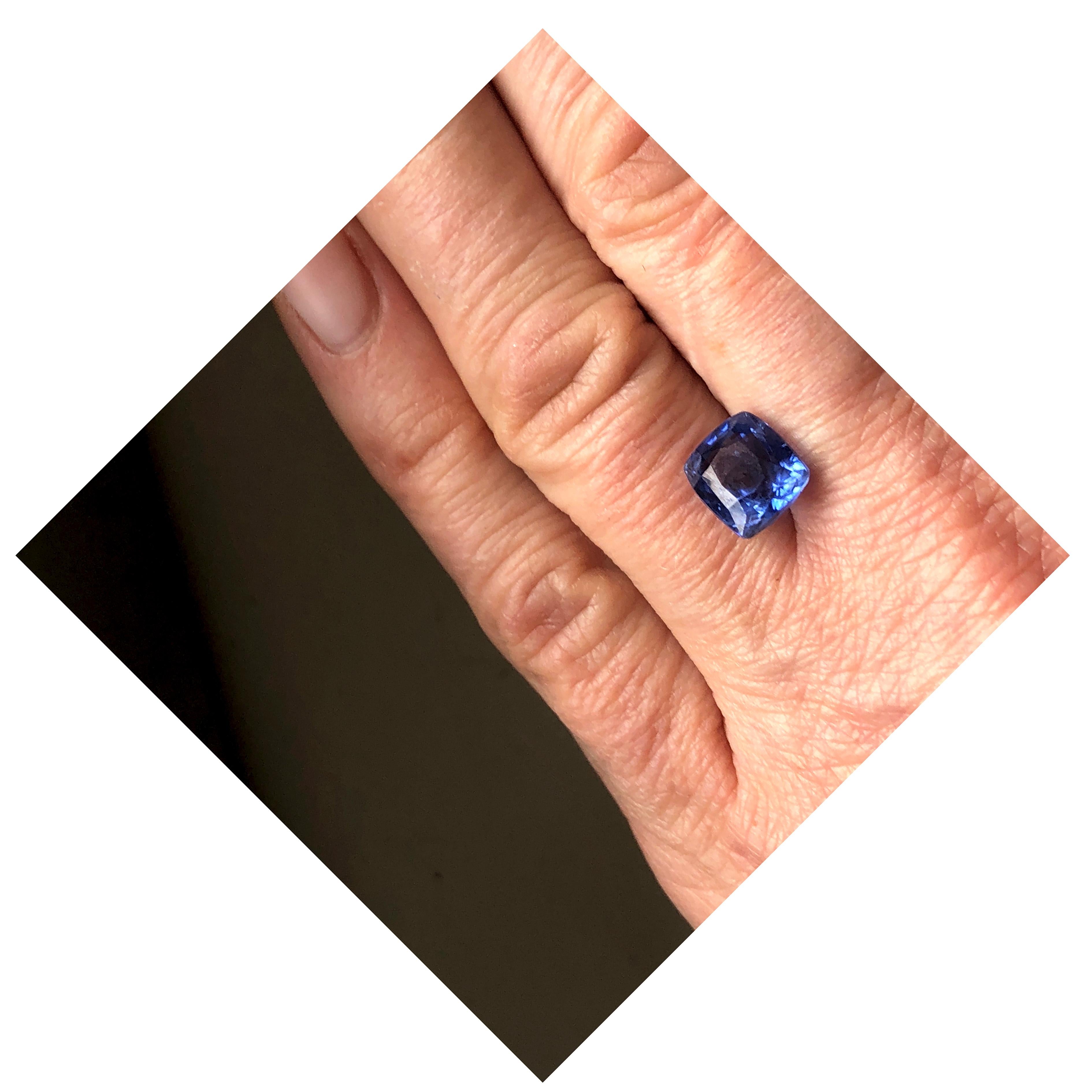 Berca 3.84Kt GIA Certified No Heat Blue Changing to Violet Sapphire Diamond Ring For Sale 8