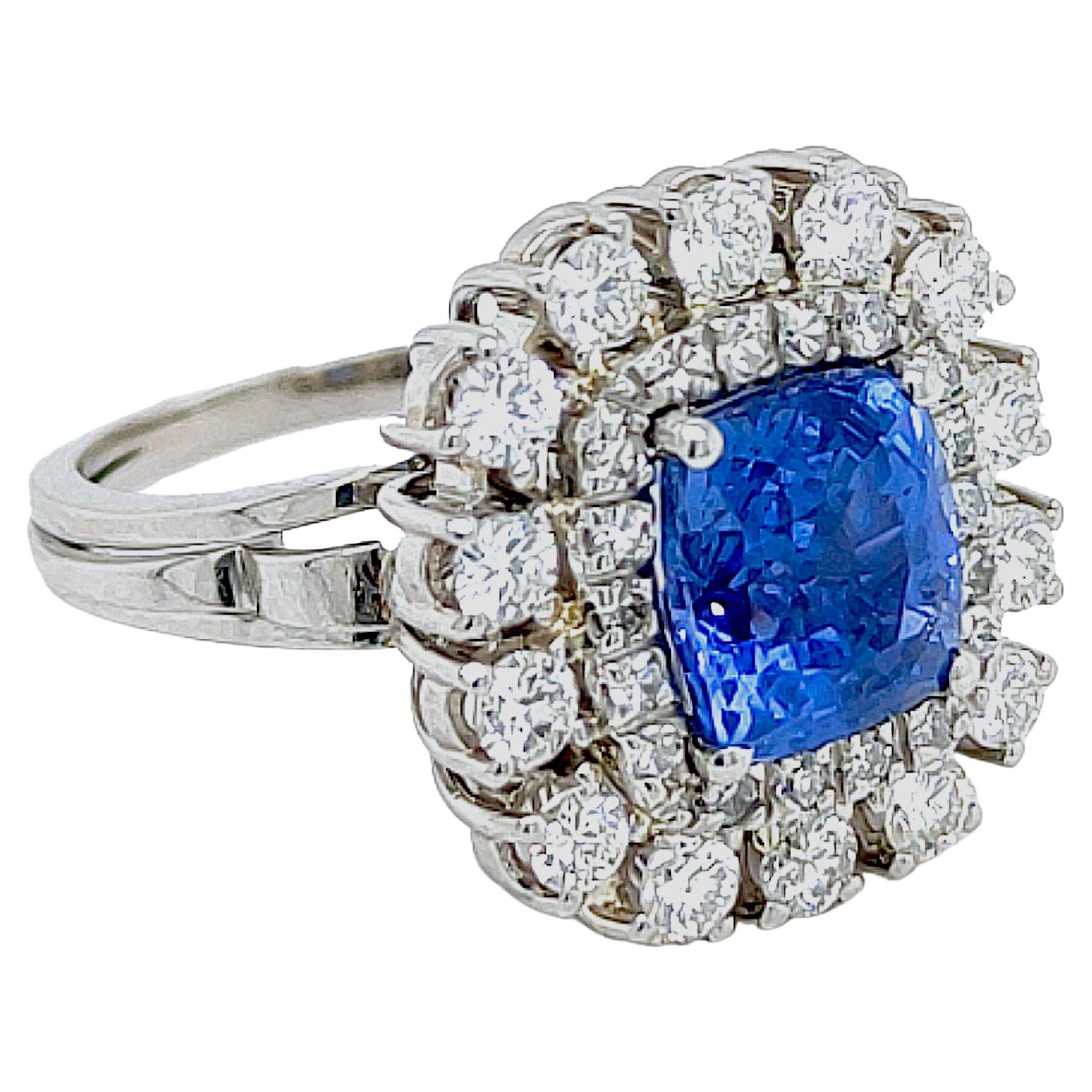 Berca 3.84Kt GIA Certified No Heat Blue Changing to Violet Sapphire Diamond Ring