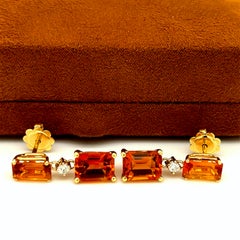 Berca 4.40 Karat Palmeira Quartz Emerald Cut White Diamond 18kt Gold Earrings