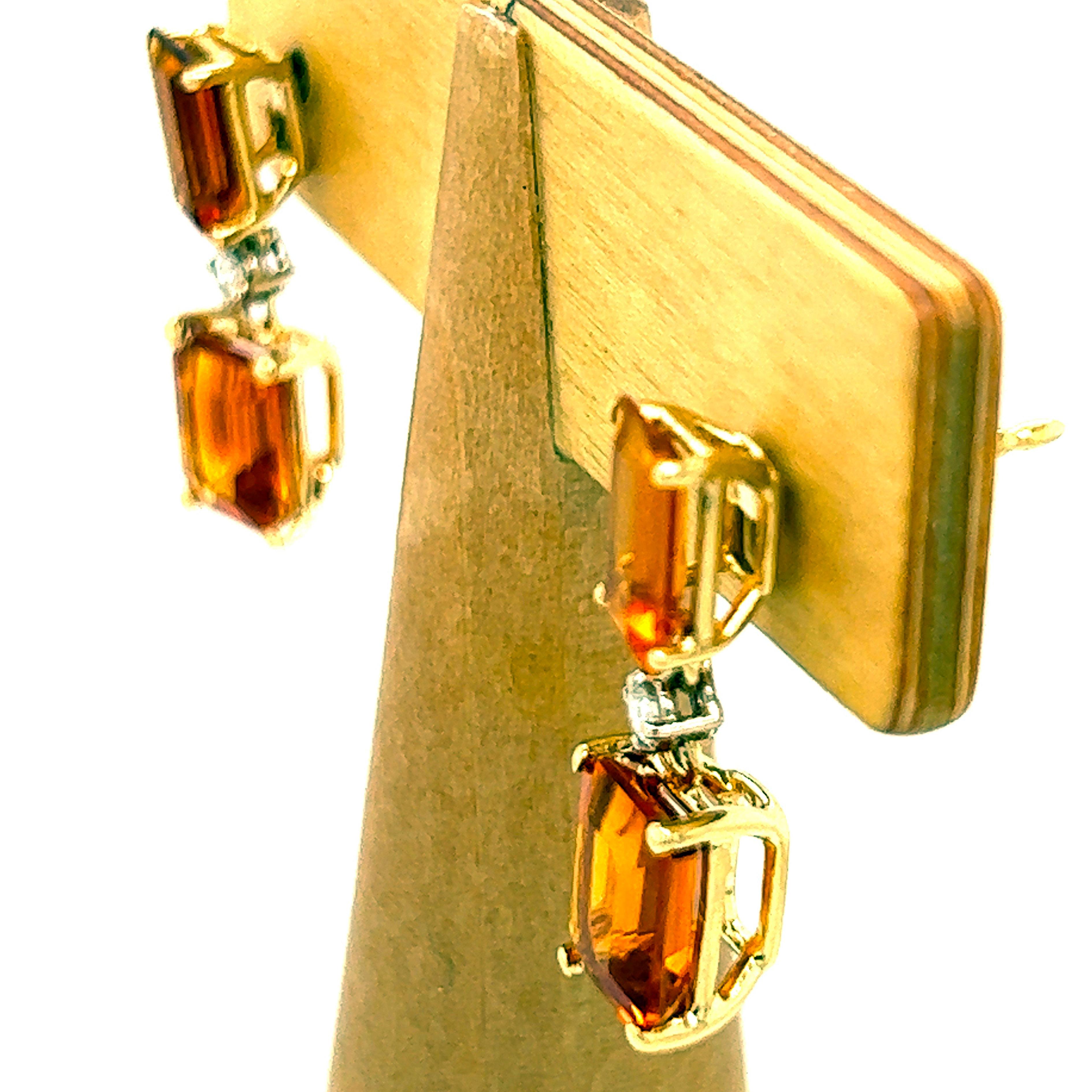Taille émeraude Boucles d'oreilles Berca 4.40 Kt Palmeira Quartz Emerald Cut White Diamond 18kt Gold en vente