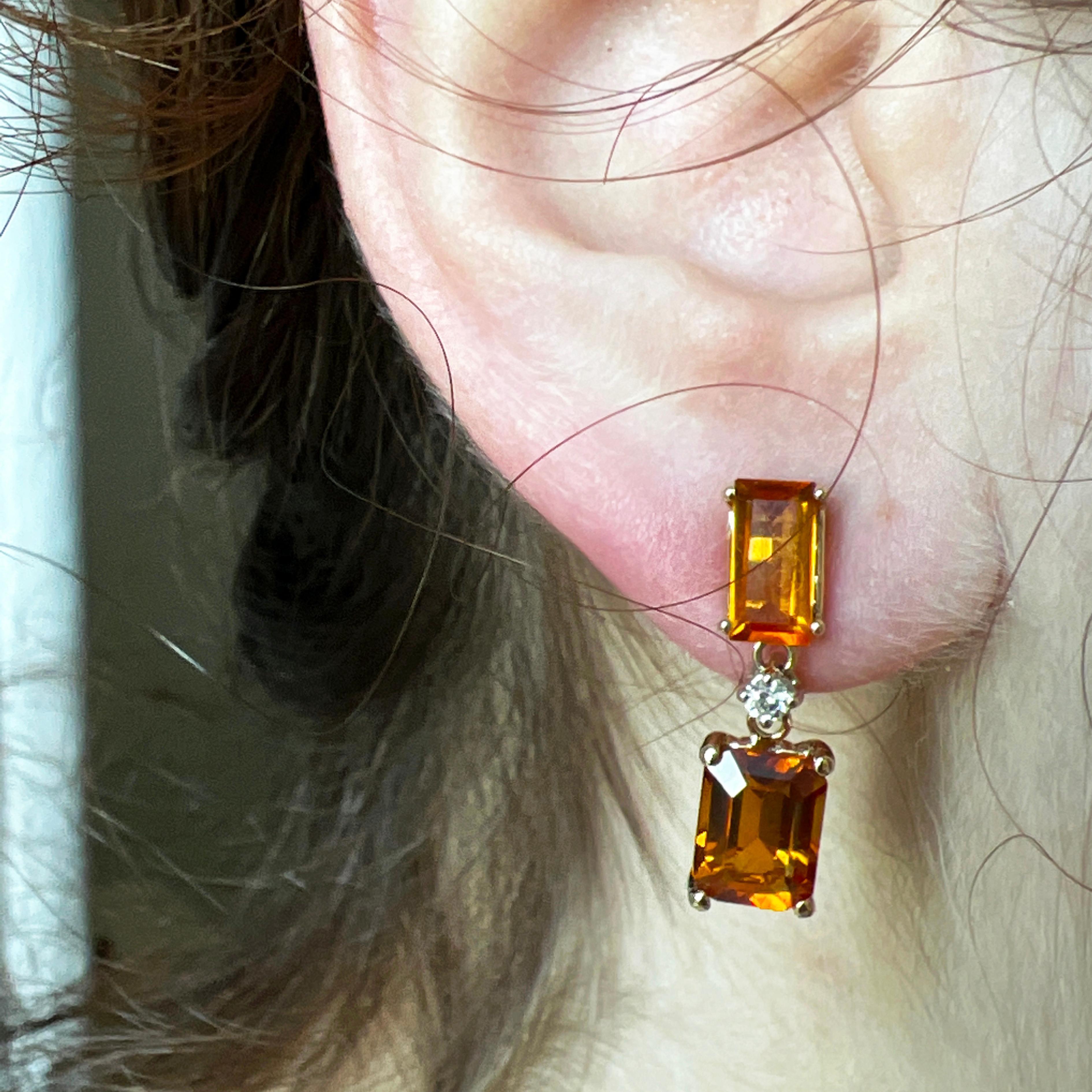 Boucles d'oreilles Berca 4.40 Kt Palmeira Quartz Emerald Cut White Diamond 18kt Gold Pour femmes en vente