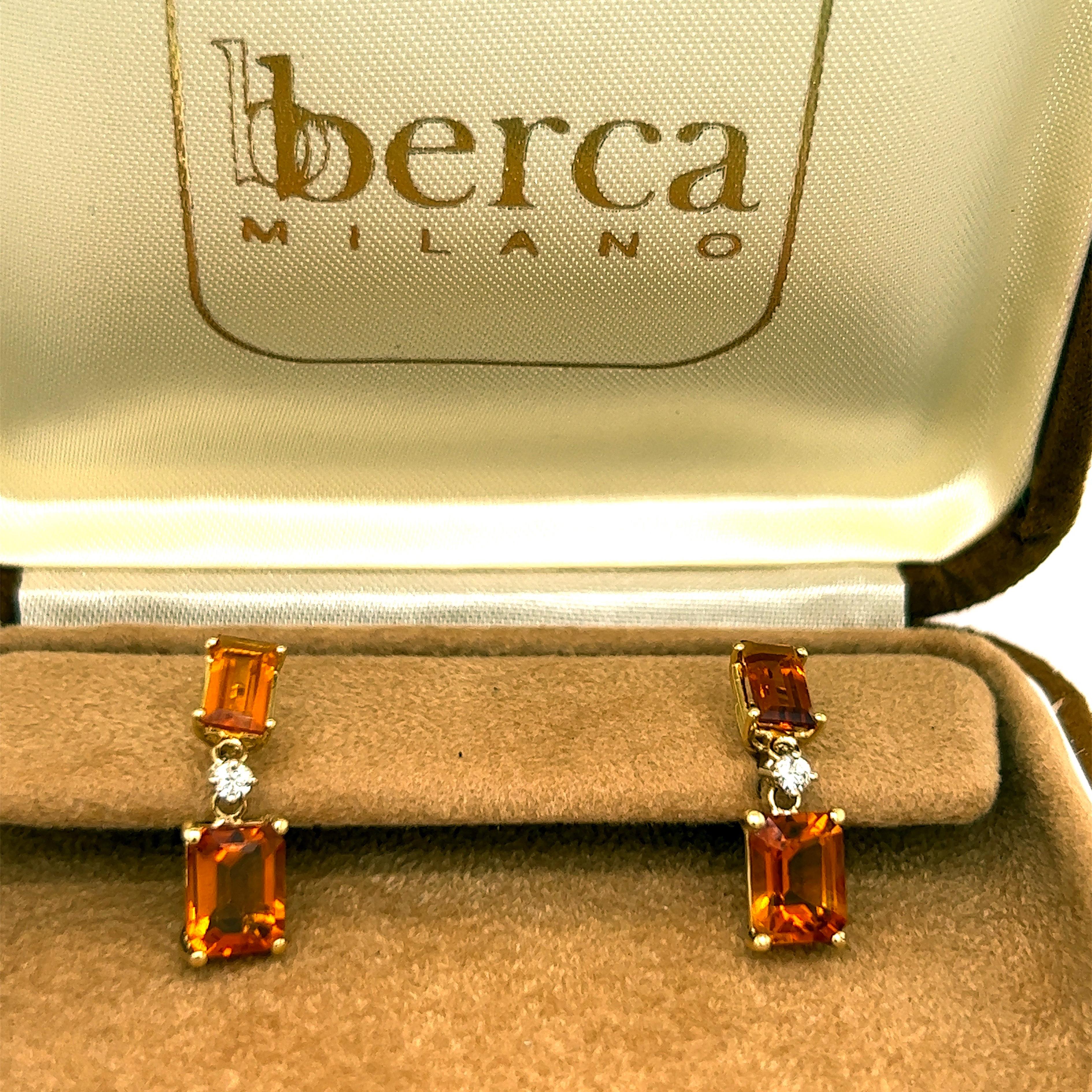 Boucles d'oreilles Berca 4.40 Kt Palmeira Quartz Emerald Cut White Diamond 18kt Gold en vente 3